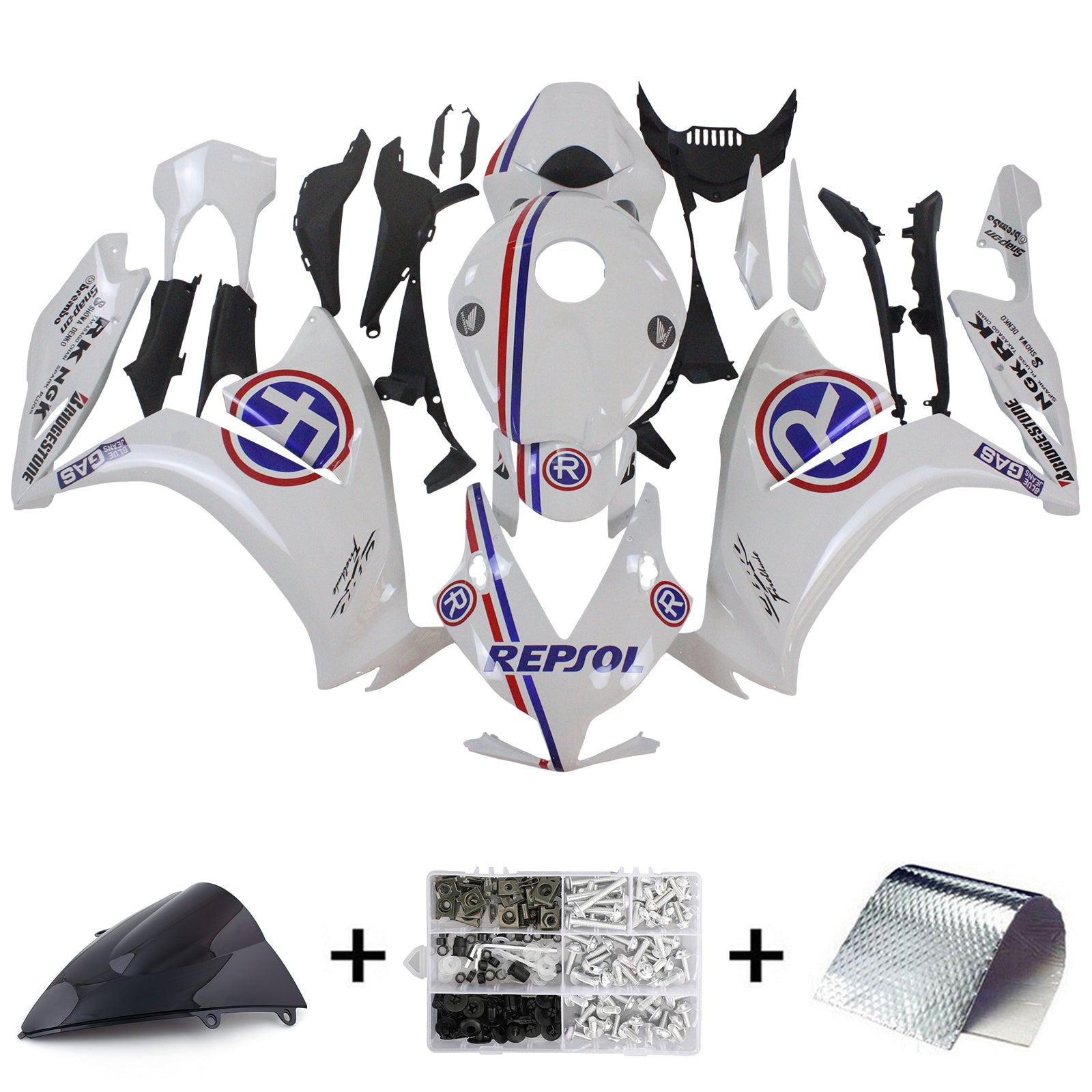 Amotopart 2012-2016 CBR1000RR Honda blanco con kit de carenado azul