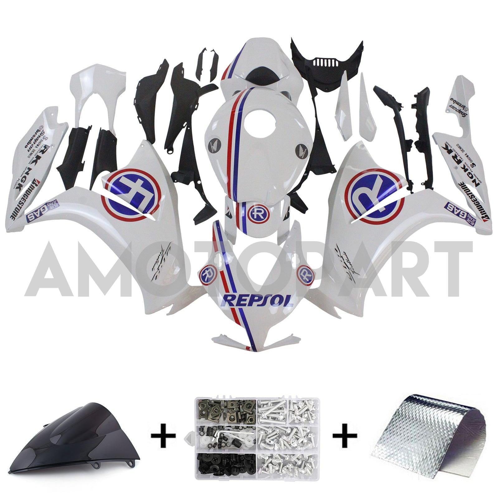Amotopart 2012-2016 CBR1000RR HONDA WHITE s Blue Accent Fairing Kit