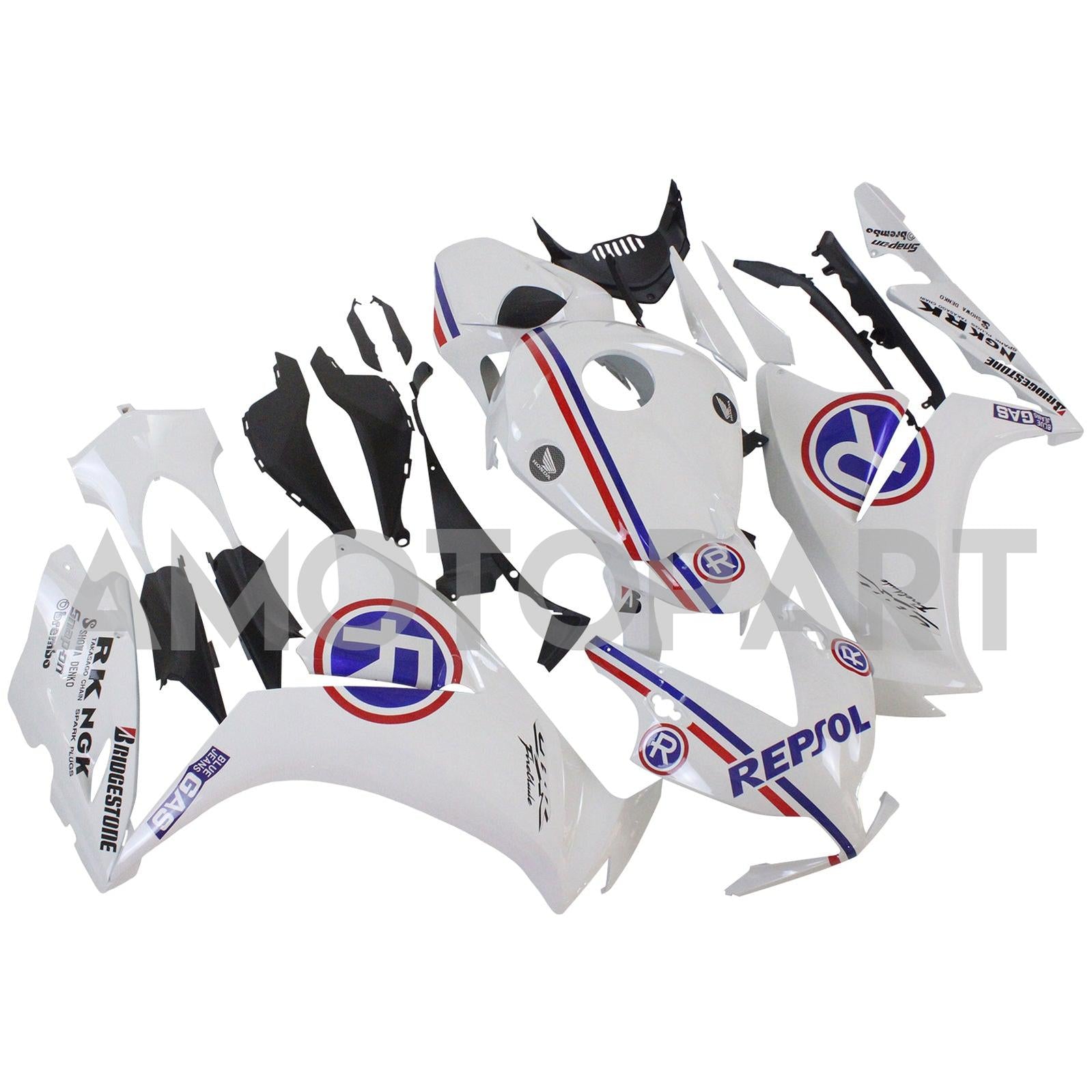 Amotopart 2012-2016 CBR1000RR Honda White with Blue Accent Fairing Kit