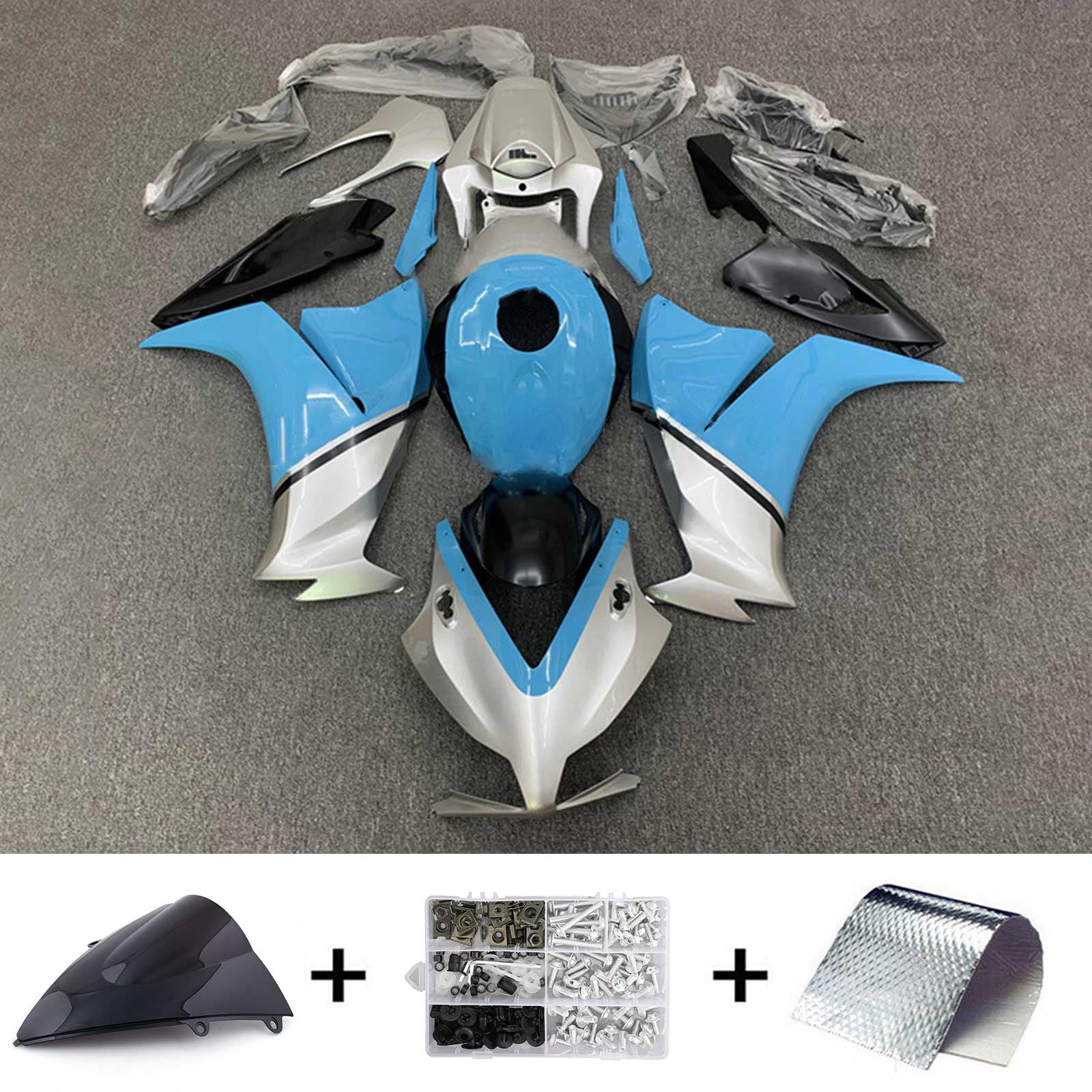 Amotopart 2012-2016 CBR1000RR Honda Blue&Silver Fairing Kit