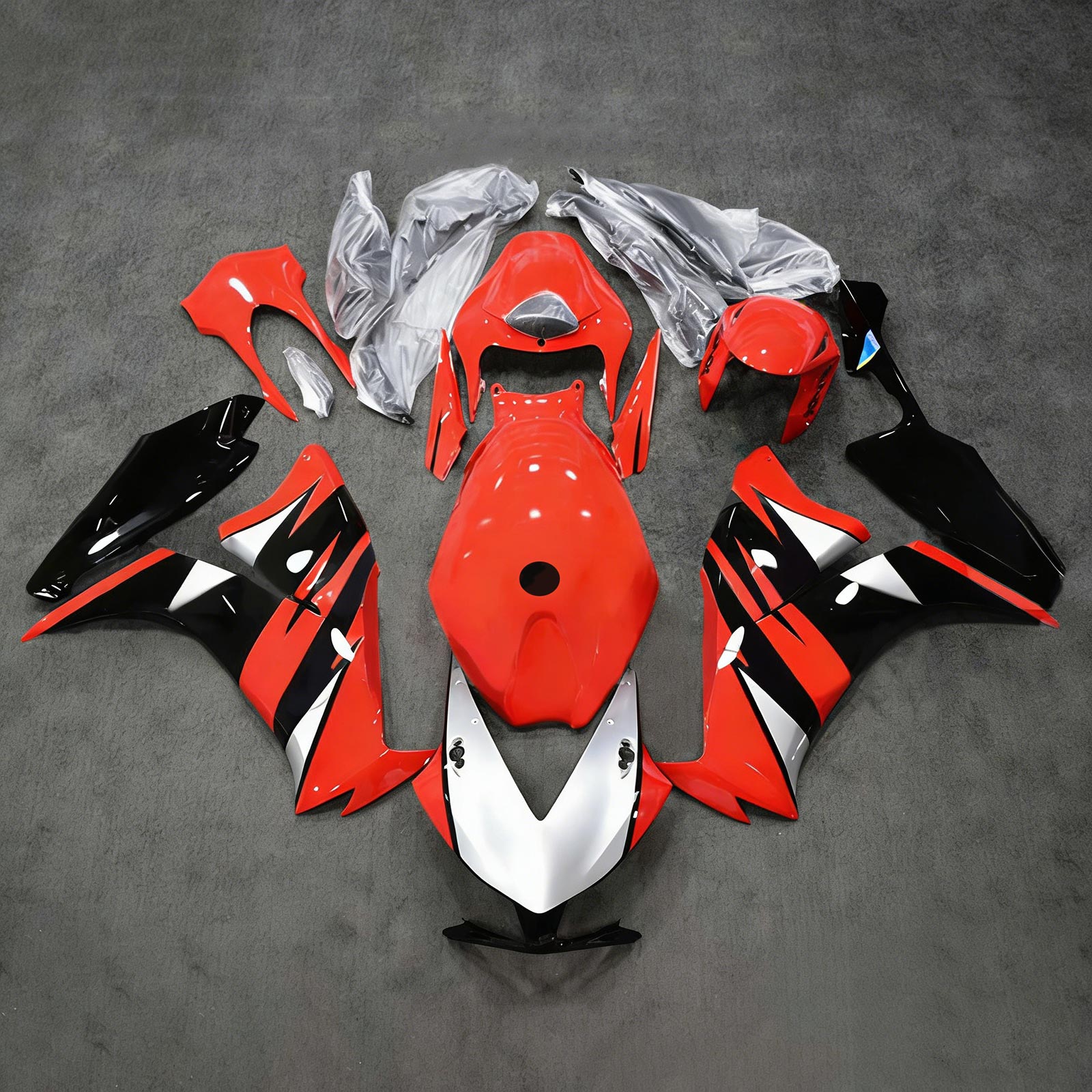 Amotopart 2012-2016 CBR1000RR Honda Kit de carenado rojo y plateado