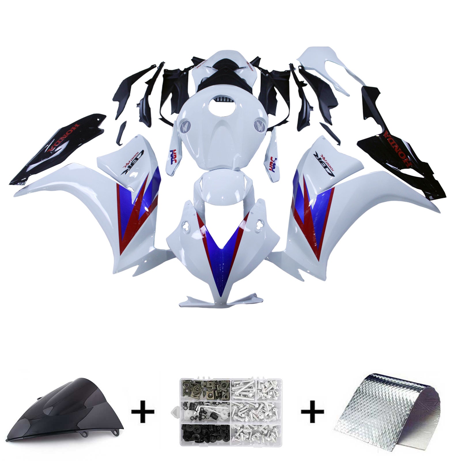 Amotopart 2012-2016 CBR1000RR Honda Bleu&Kit de carénage rouge Style4