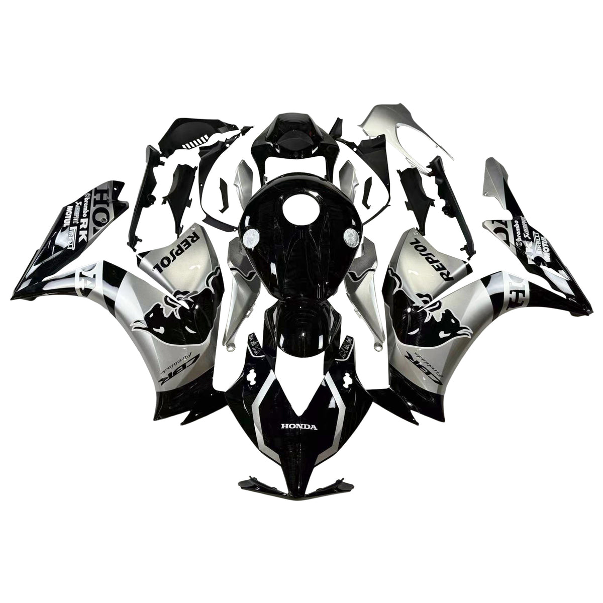 Amotopart 2012-2016 CBR1000RR Honda Kit de carenado negro y gris