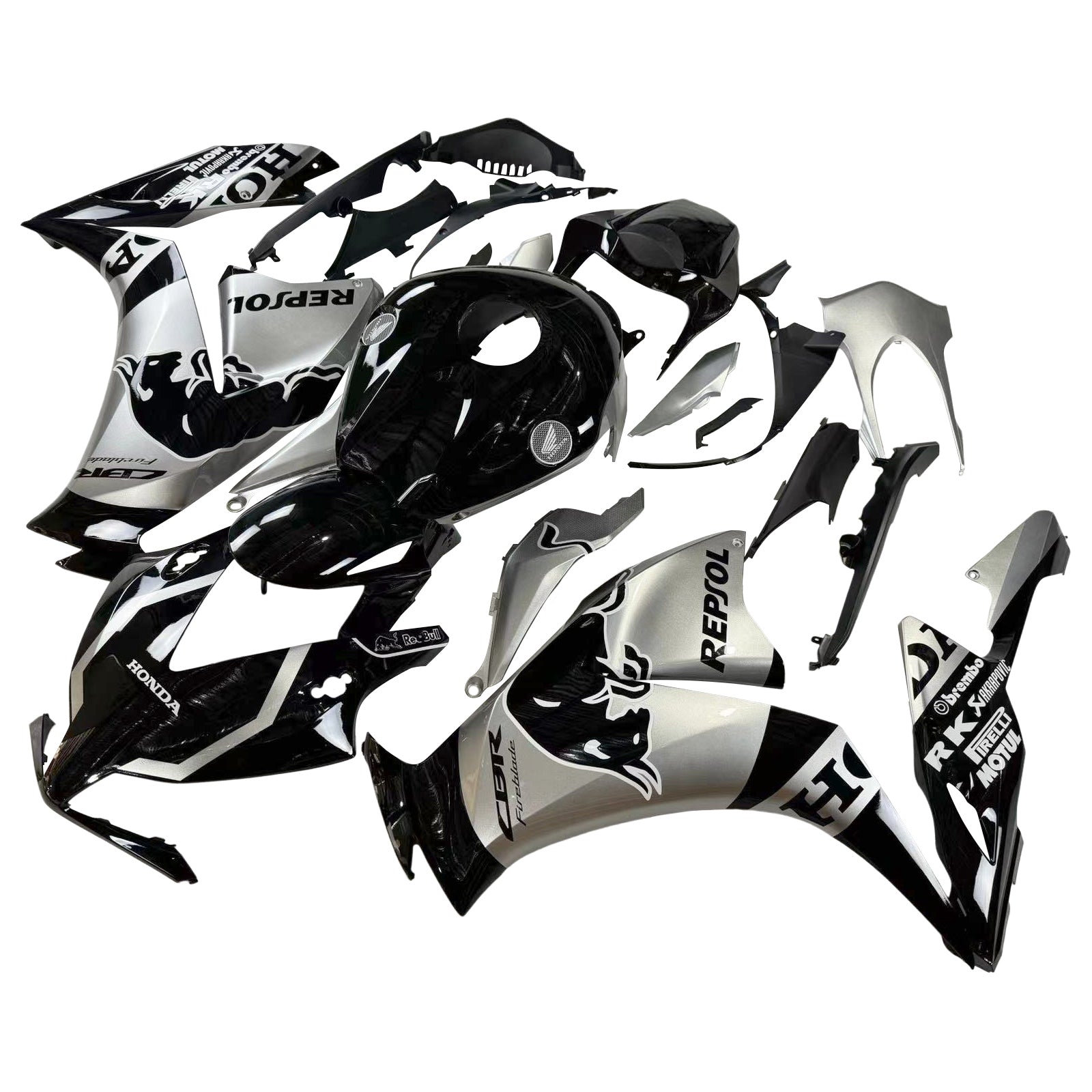 Amotopart 2012–2016 CBR1000RR Honda Schwarz-Grau-Verkleidungsset