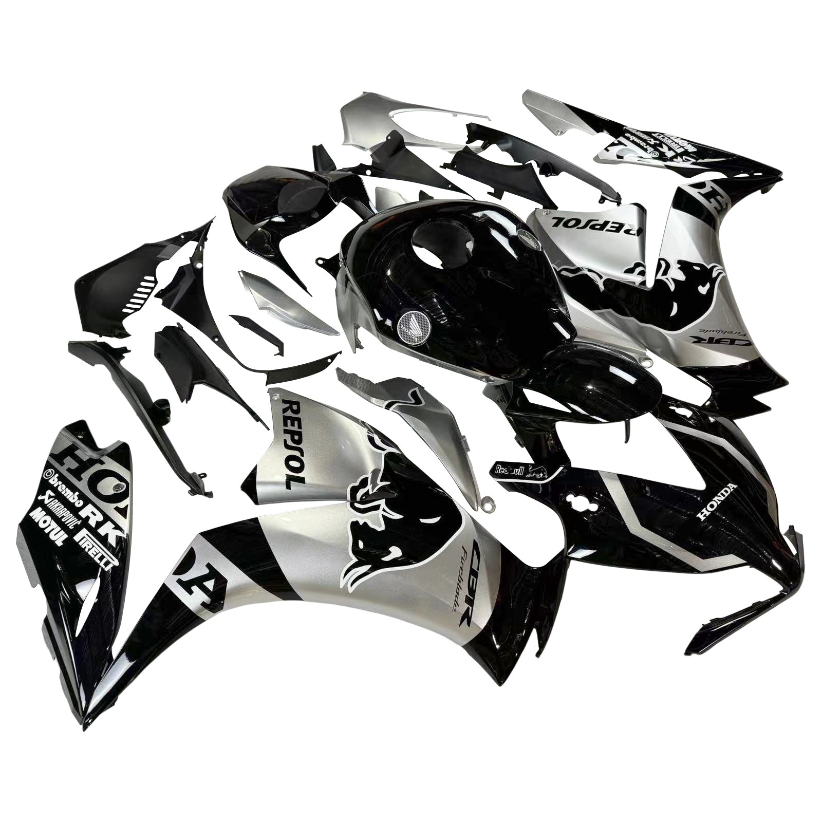 Amotopart 2012-2016 CBR1000RR Honda Kit de carénage noir et gris