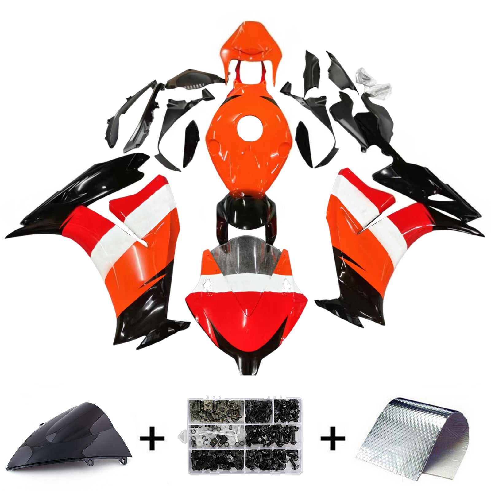 Amotopart 2012-2016 CBR1000RR Honda Rot&Orangefarbenes Verkleidungsset