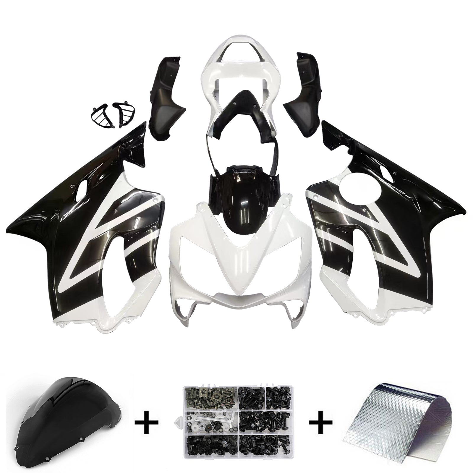 Amotopart 2001-2003 Honda CBR600 F4i Blanco y Negro Style4 Kit de carenado