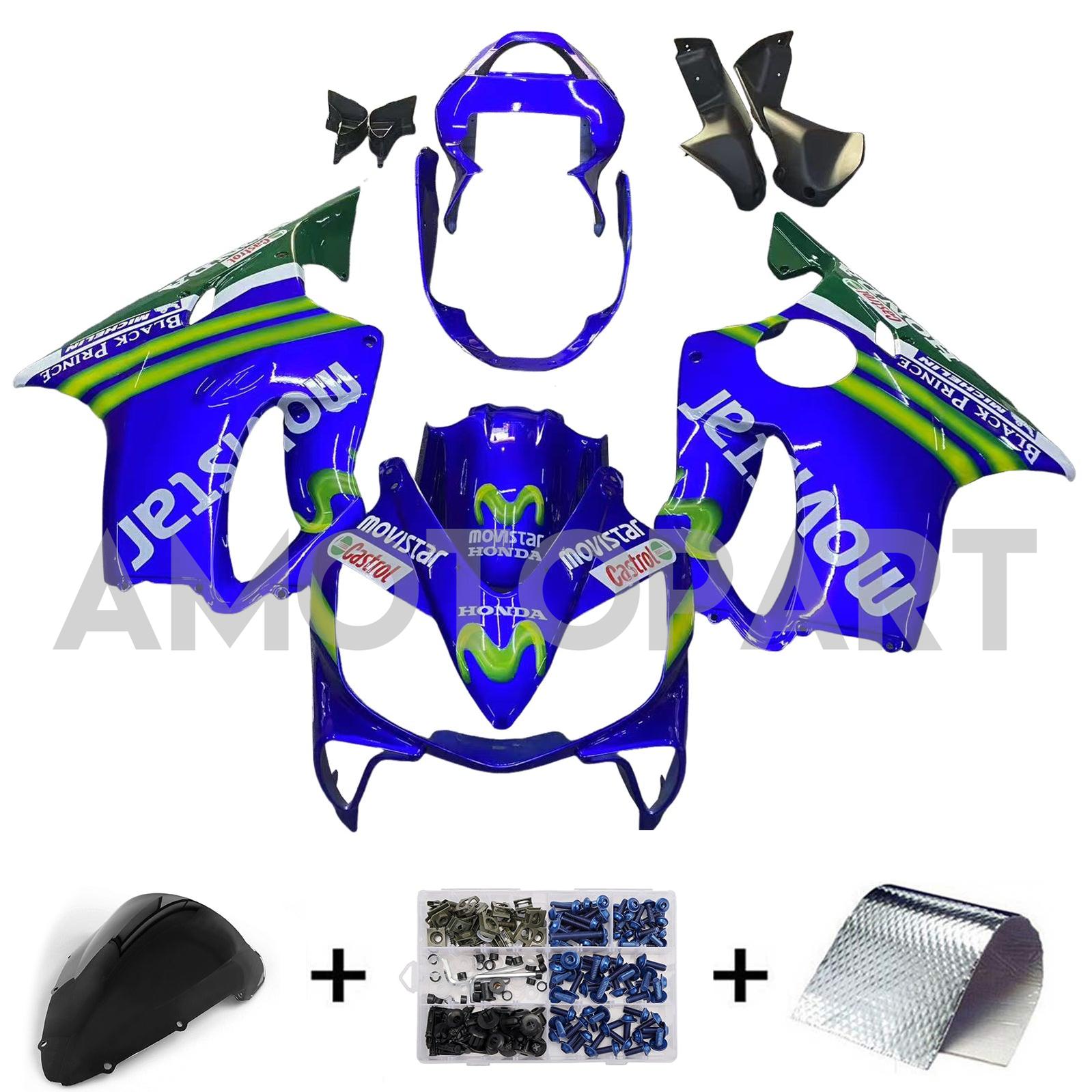 Amotopart 2001-2003 Honda CBR600 F4I Blue & Green Failing Kit