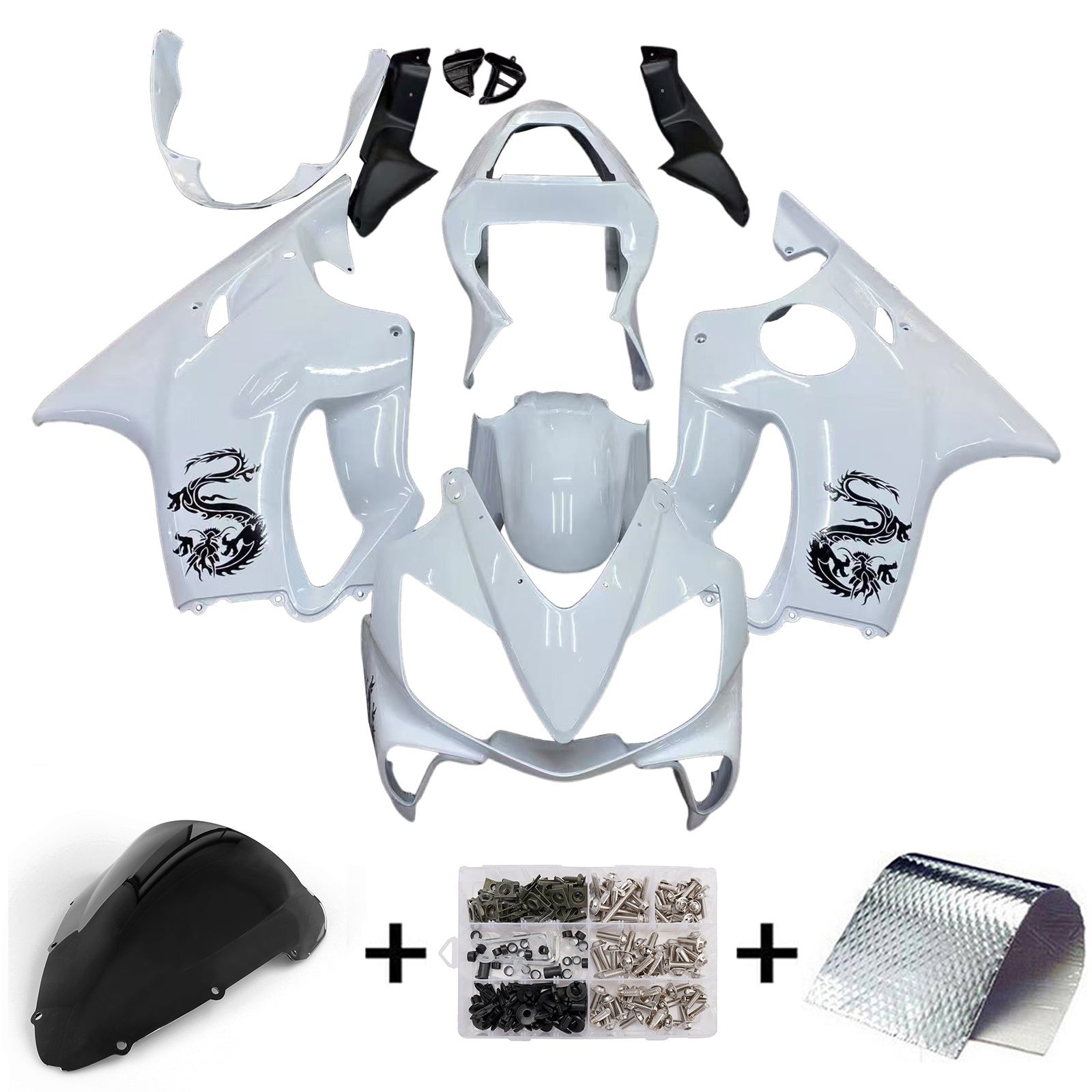 Amotopart Honda 2001-2003 CBR600F4i Fairing White&Black Kit