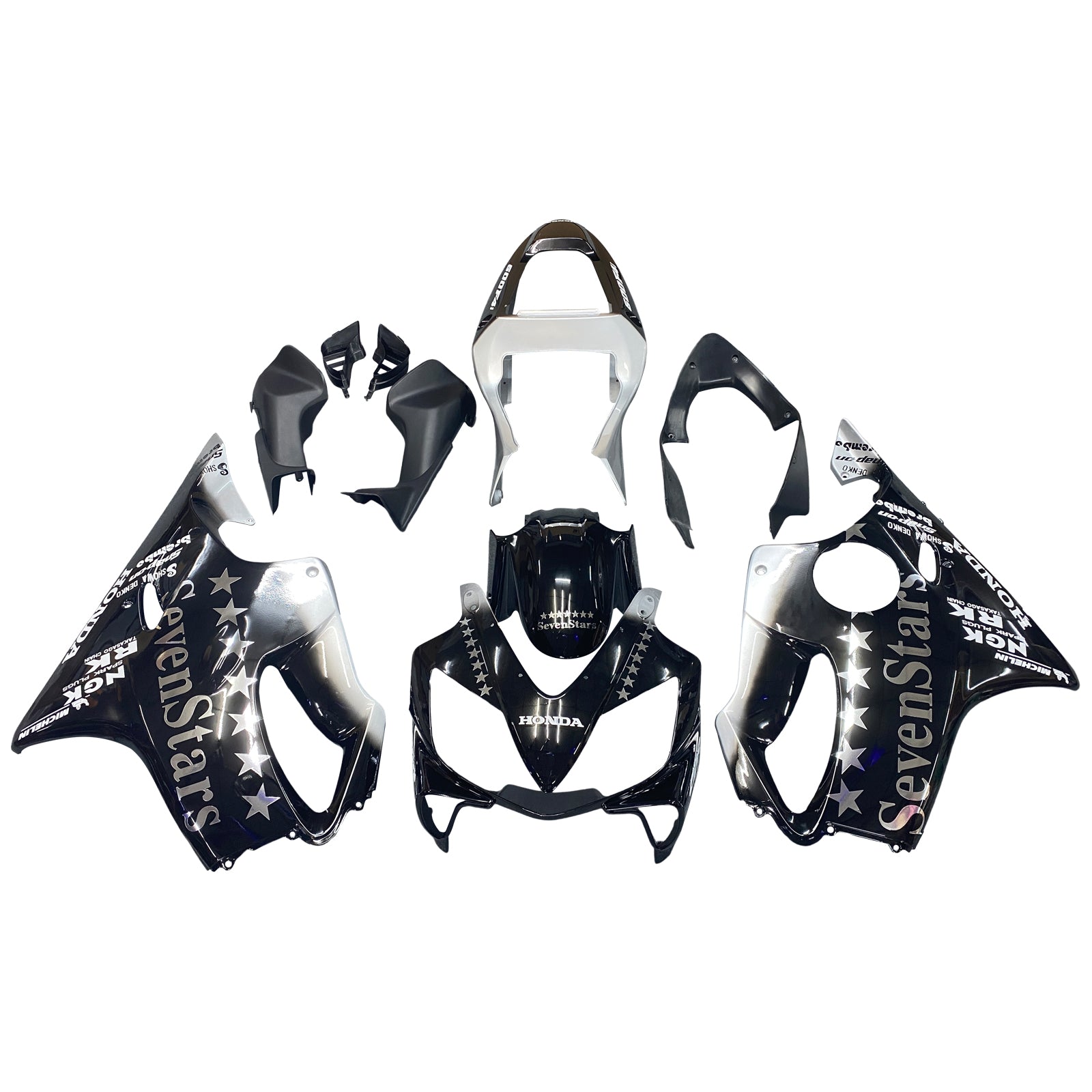 Amotopart 2001-2003 Honda CBR600F4i Fairing Black with White Accents Kit