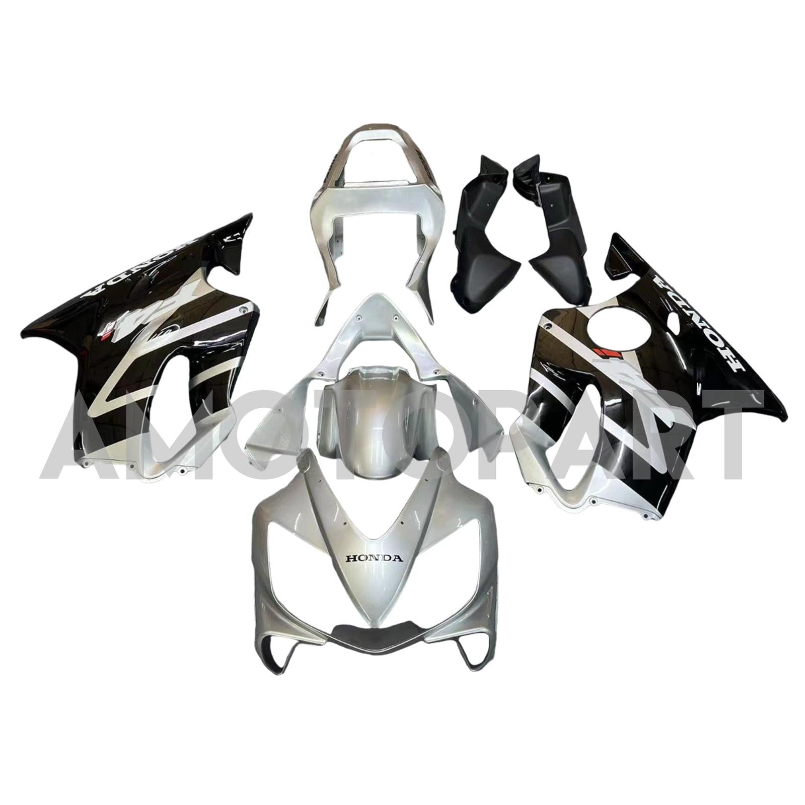 Amotopart 2001-2003 Honda CBR600 F4i Silver&Black Fairing Kit