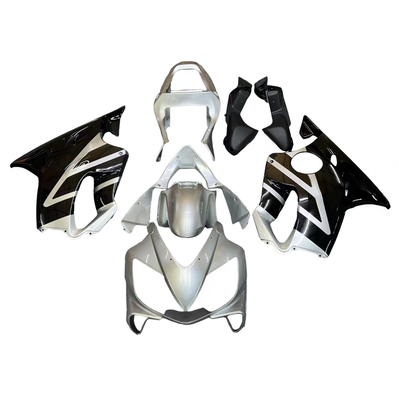 Amotopart 2001-2003 Honda CBR600 F4i Kit de carenado plateado y negro