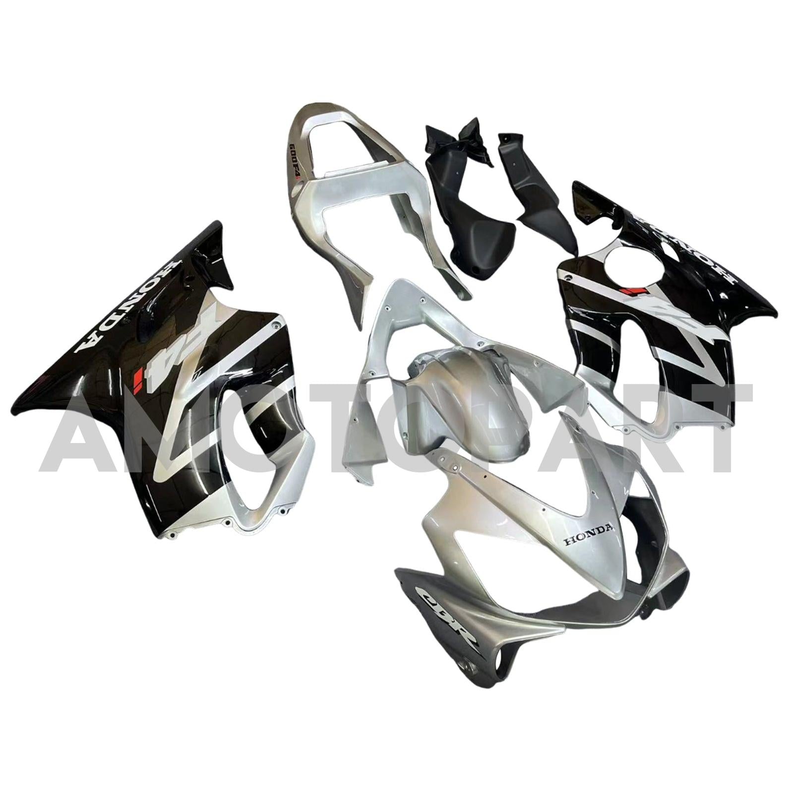 Amotopart 2001-2003 Honda CBR600 F4i Silver&Black Fairing Kit