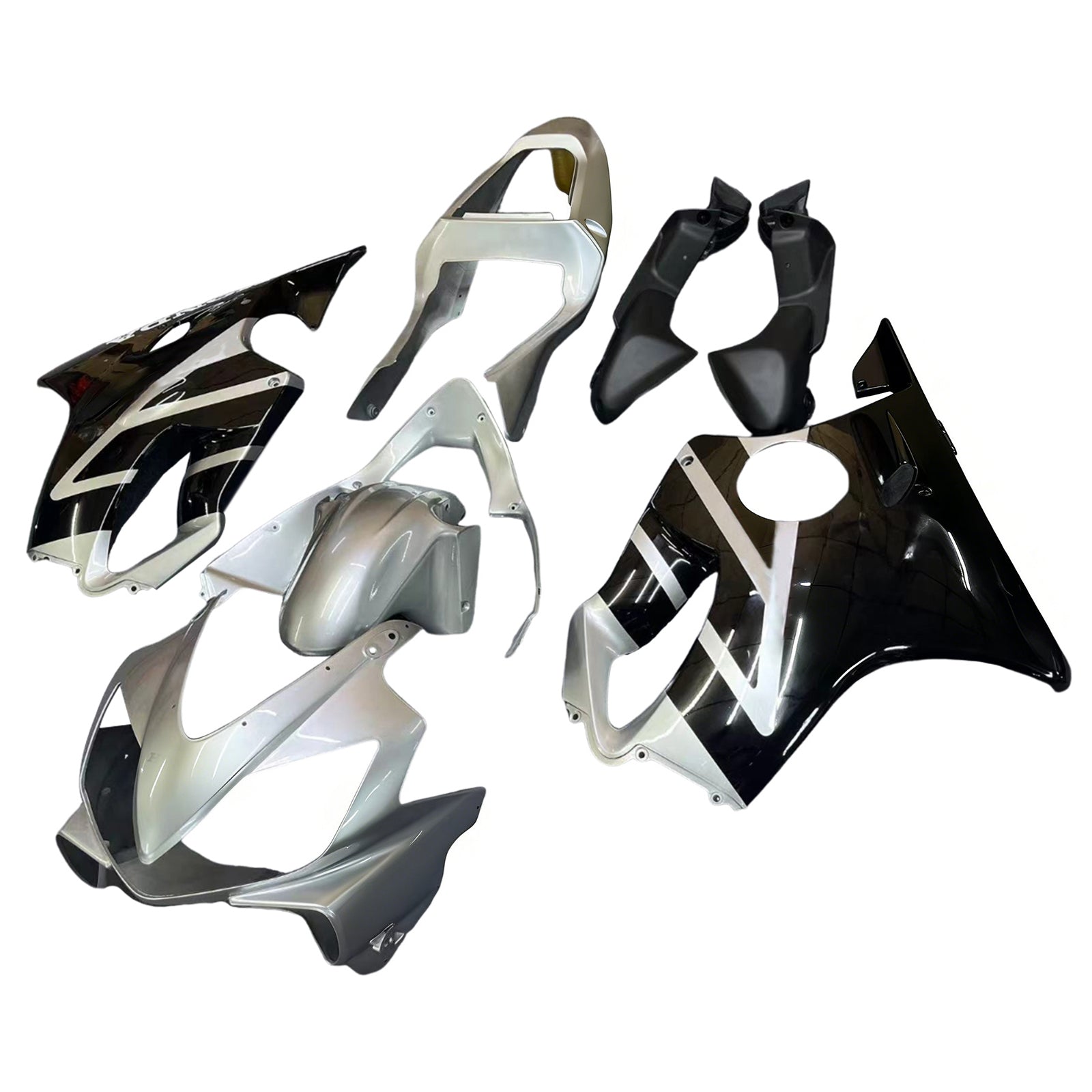 Amotopart 2001-2003 Honda CBR600 F4i Silver&Black Fairing Kit