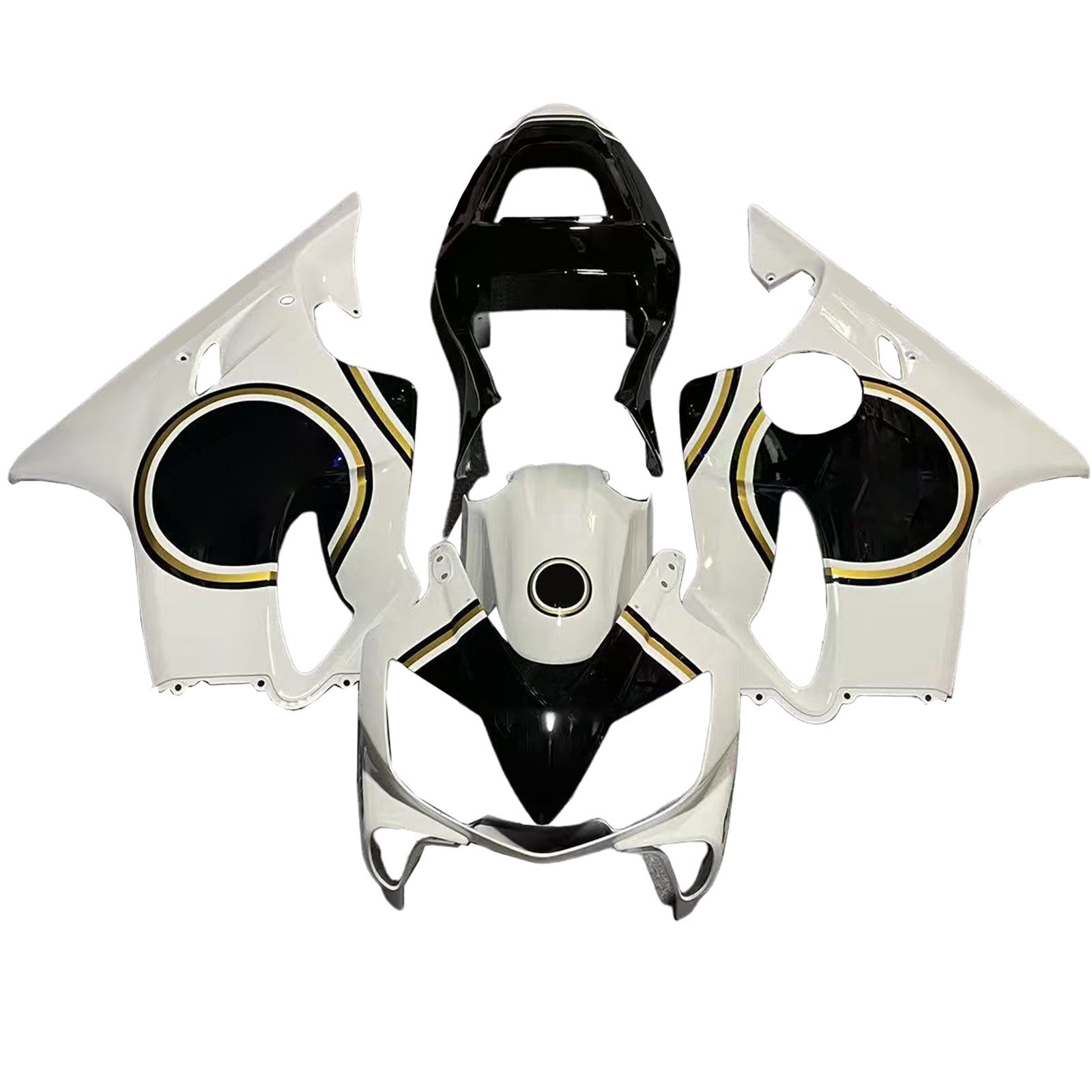Amotopart 2001-2003 Honda CBR600 F4i Blanco y Negro Style2 Lucky Strike Kit de carenado