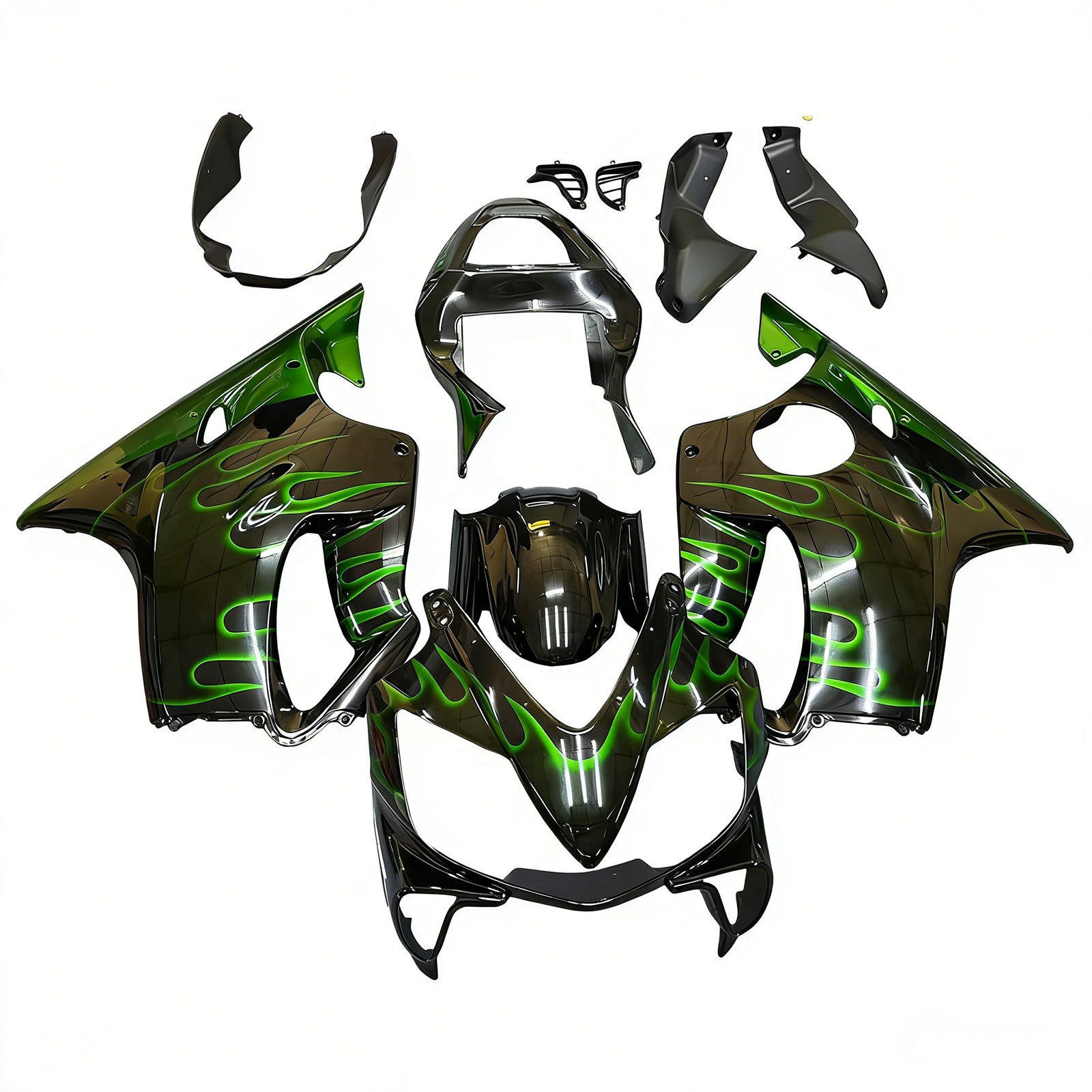 Amotopart 2001-2003 Honda CBR600 F4i Black Green Fairing Kit