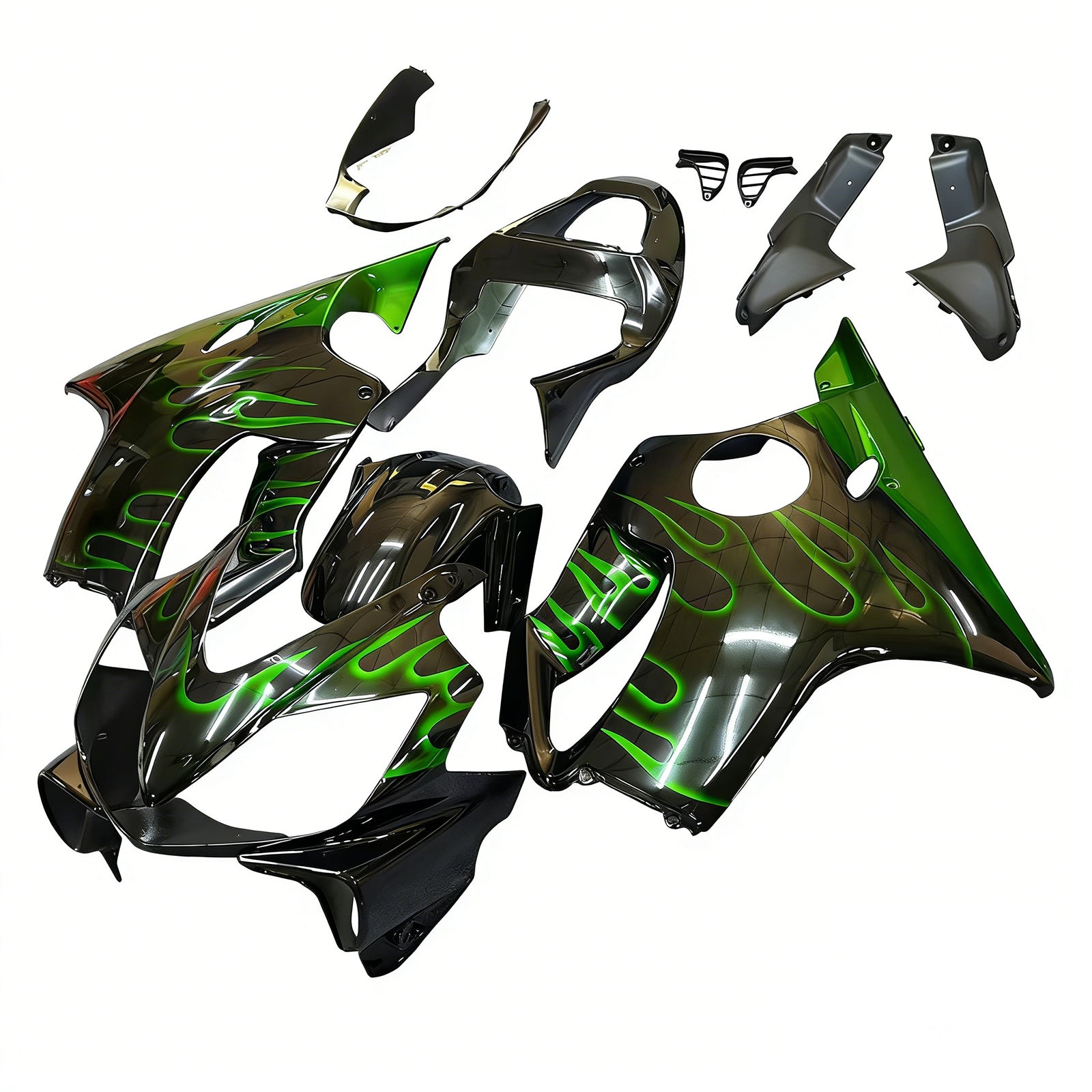 Amotopart 2001-2003 Honda CBR600 F4i Black Green Fairing Kit