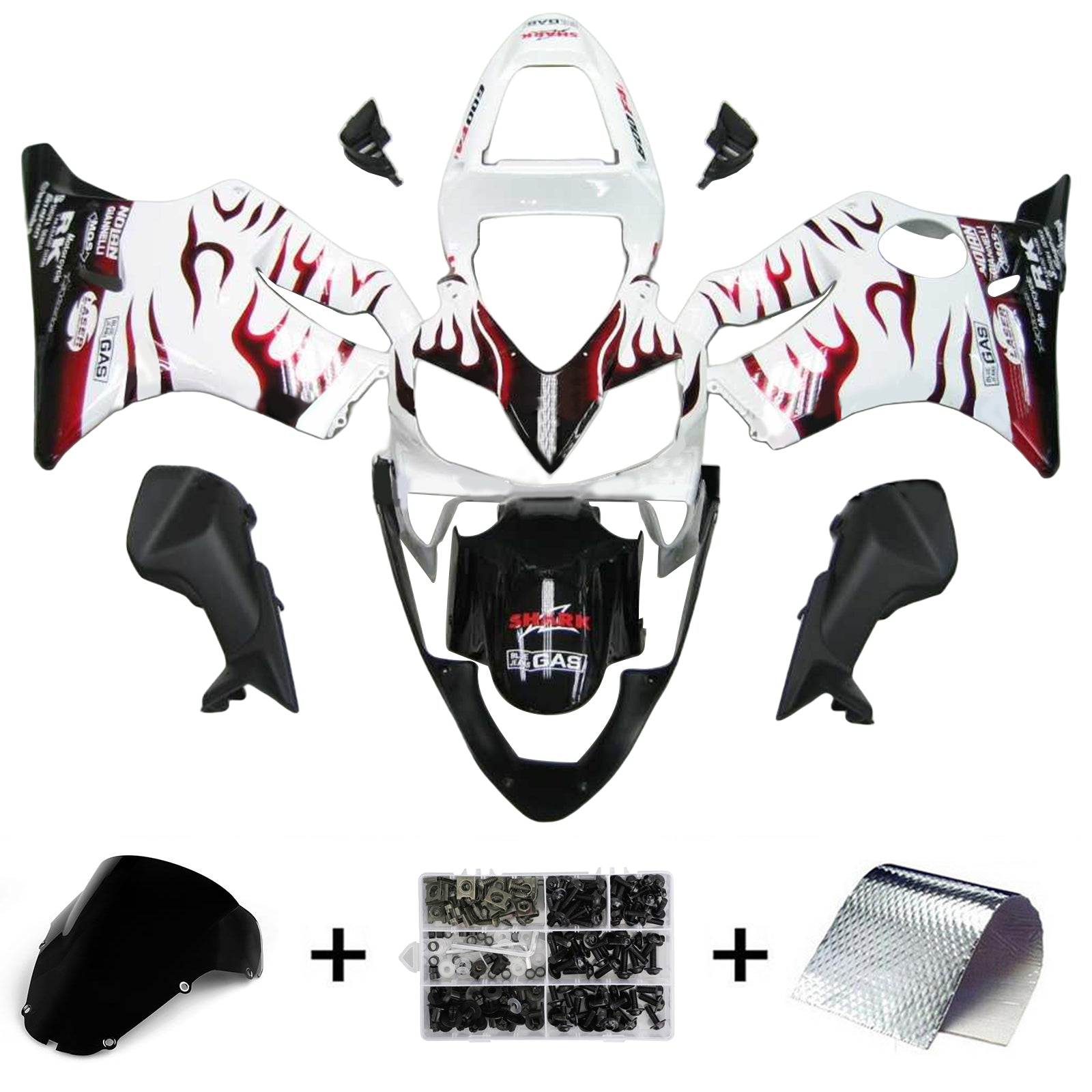 Carenado blanco Amotopart para Honda CBR600F4i 2001-2003&RKit de marco ed