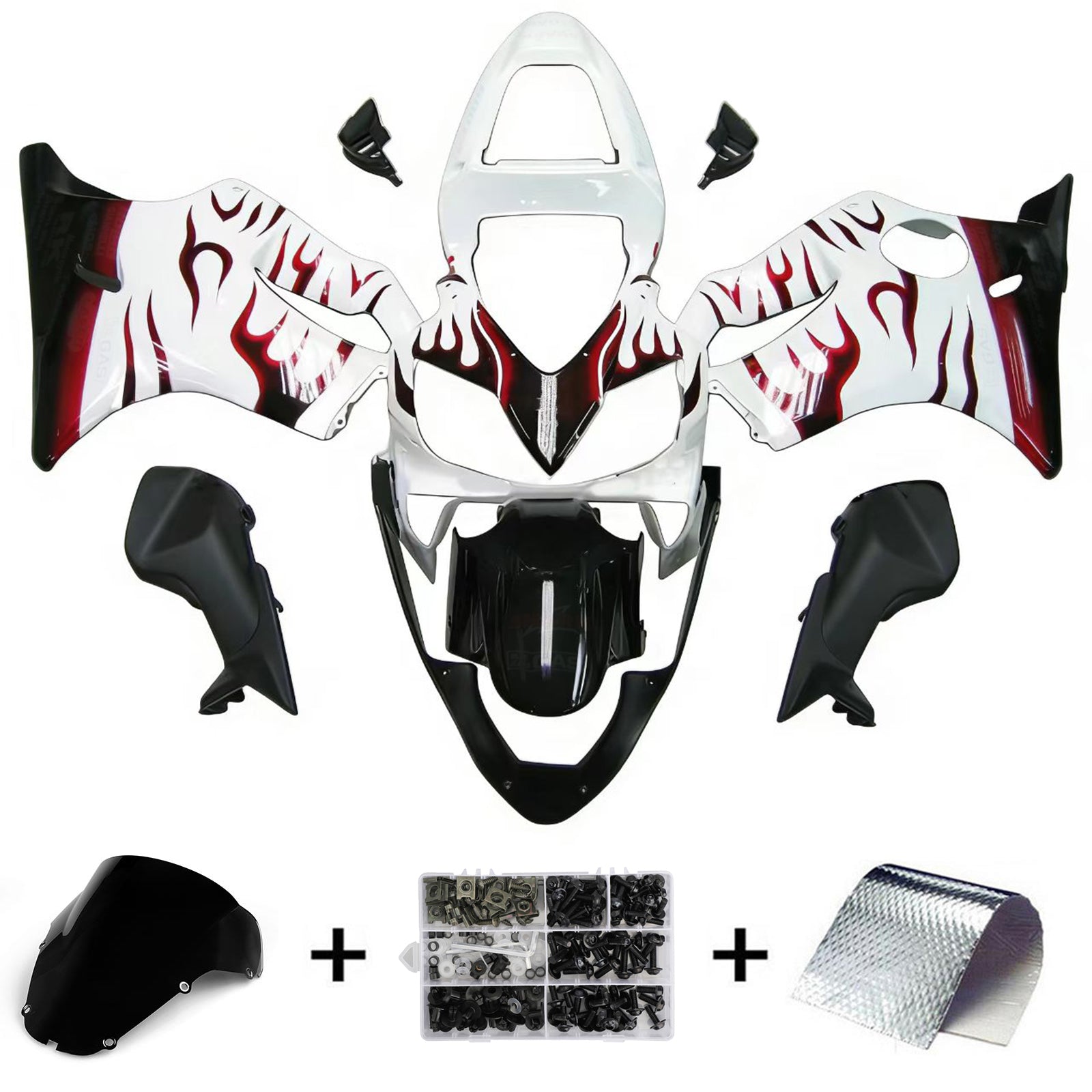 Amotopart 2001-2003 Honda CBR600F4i Kåbe Hvid&Red rammesæt