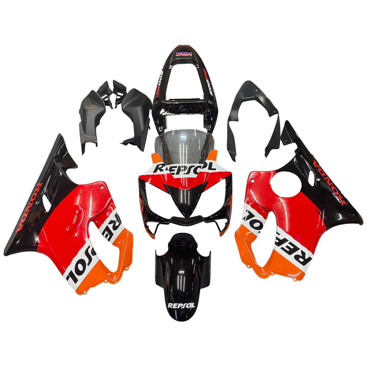 Amotopart 2001–2003 Honda CBR600F4i Verkleidung Rot und Orange Repjol Kit