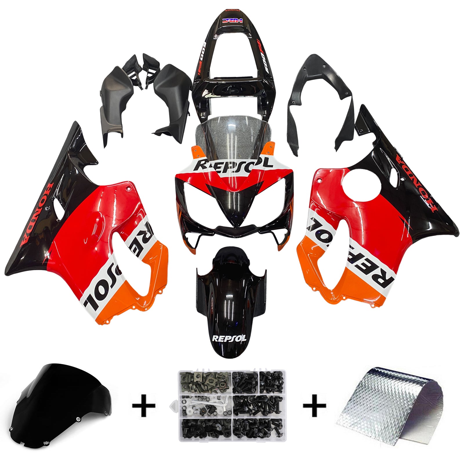 Amotopart 2001-2003 Honda CBR600F4i Fairing Red&Orange Repjol Kit