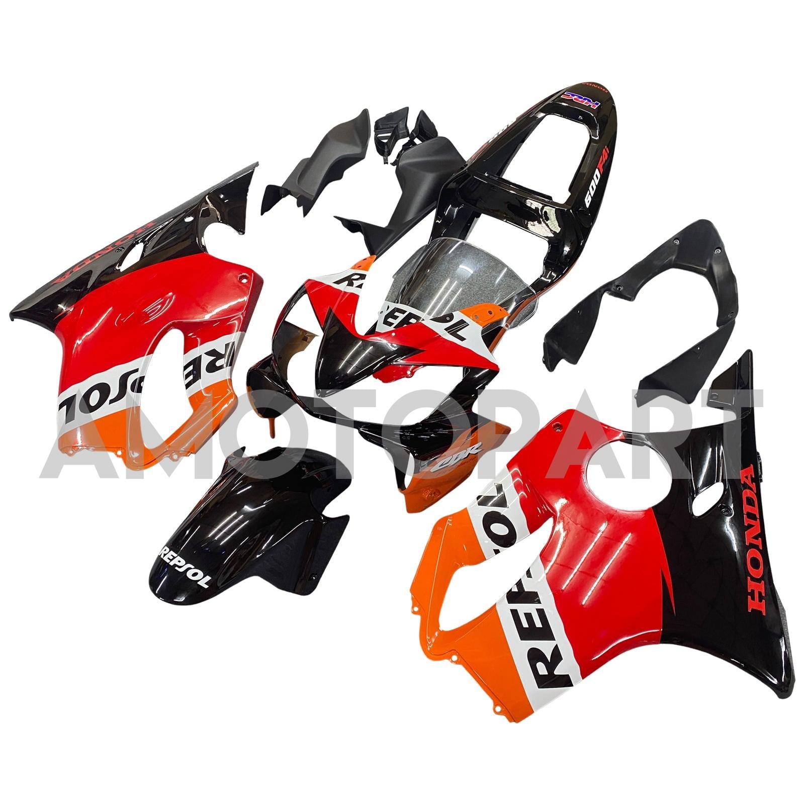 Amotopart 2001-2003 Honda CBR600F4i Fairing Red&Orange Repjol Kit