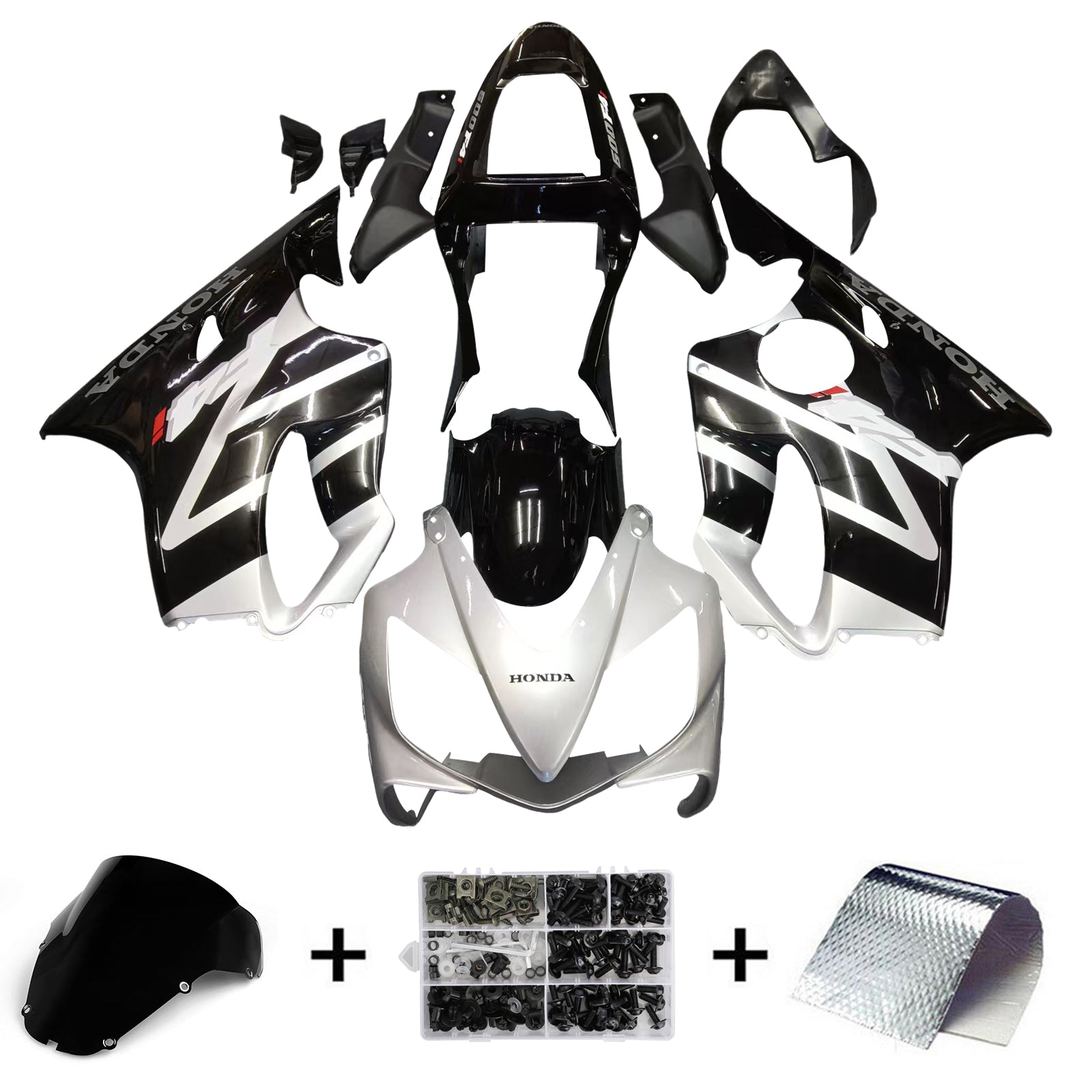 Amotopart 2001-2003 Honda CBR600F4i Fairing Grey&Black Kit