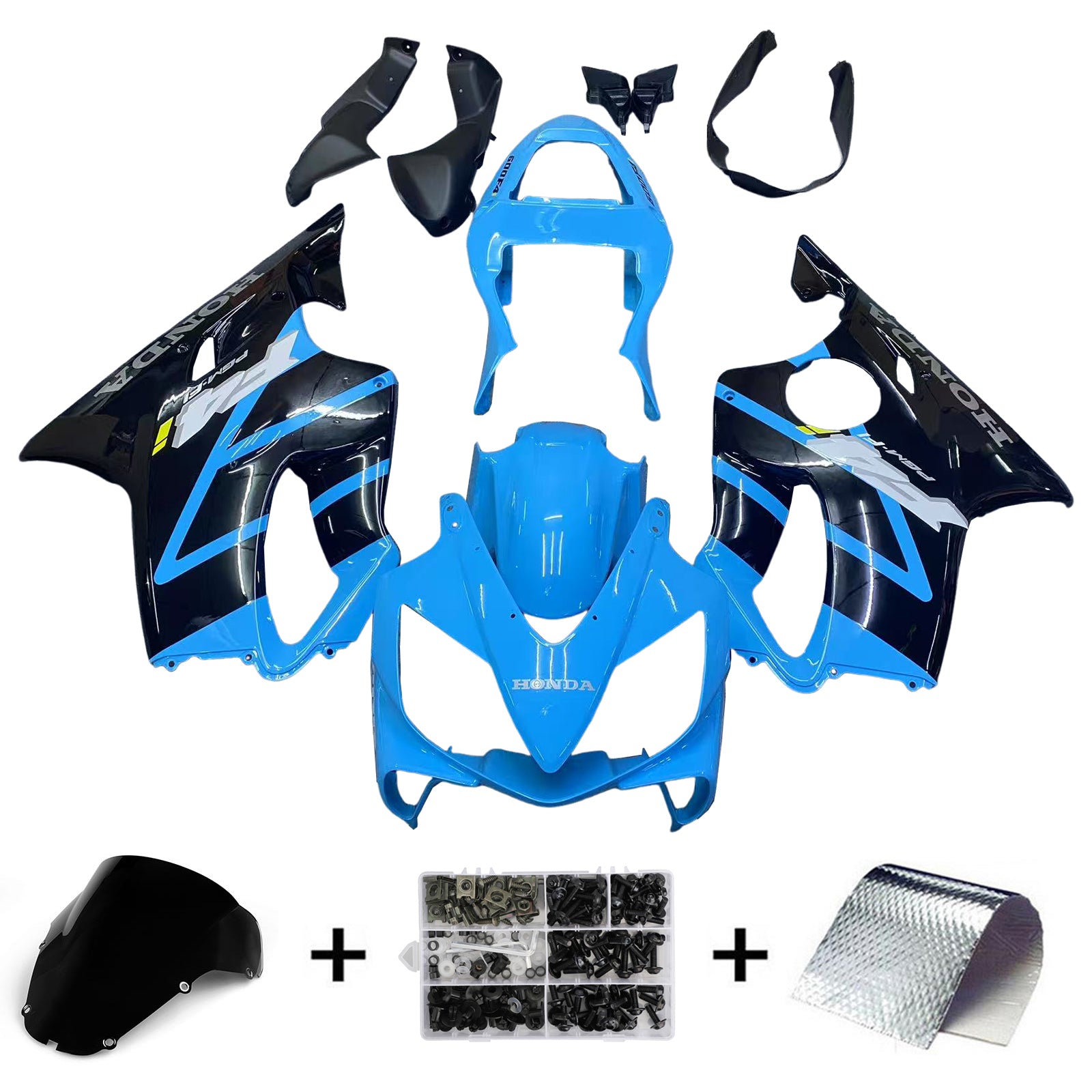 Amotopart 2001-2003 Honda CBR600F4i Fairing Blue&Black Kit
