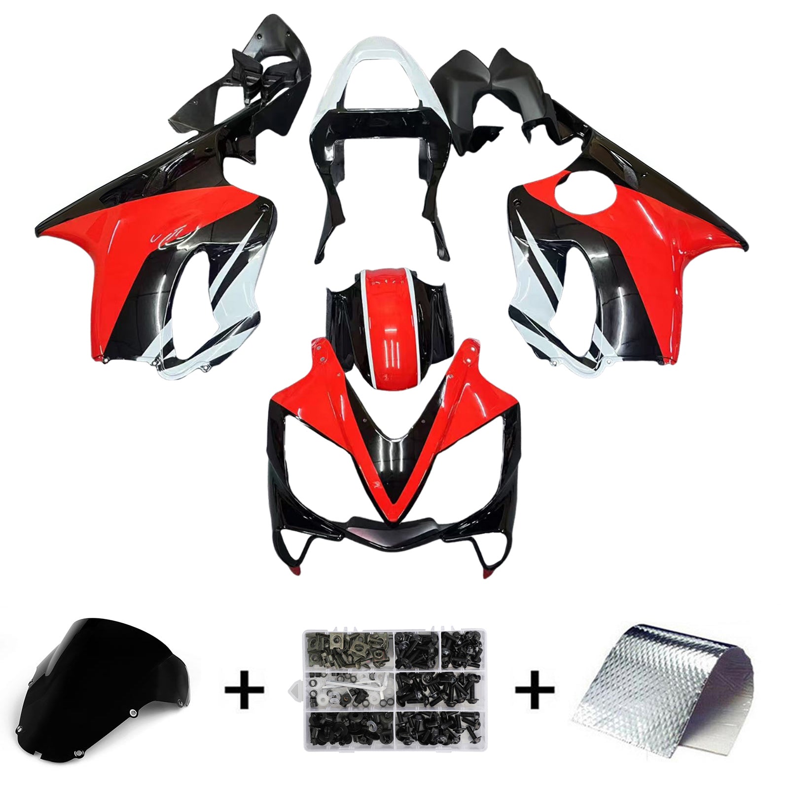 Amotopart 2001-2003 Honda CBR600F4I FAIRICE RED & BLACK STYLE 1 KIT