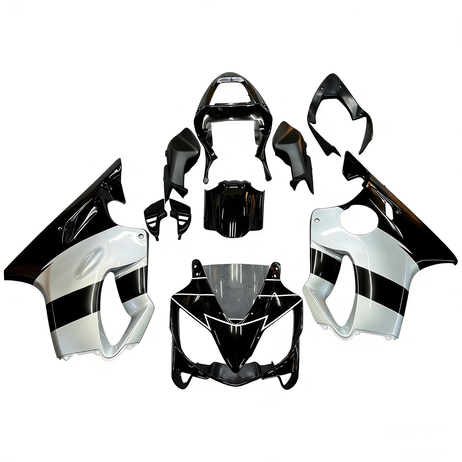 Amotopart 2001-2003 CBR600 F4i Honda Black&Silver Fairing Kit