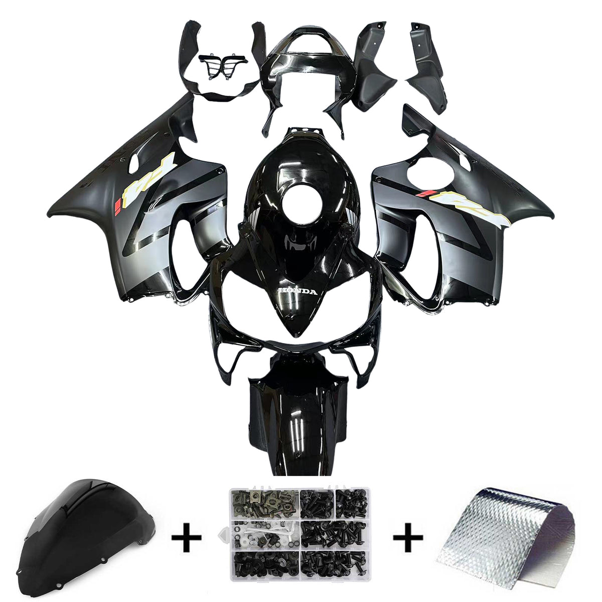 Amotopart 2001-2003 CBR600 F4i Honda Matte&Gloss Black Fairing Kit