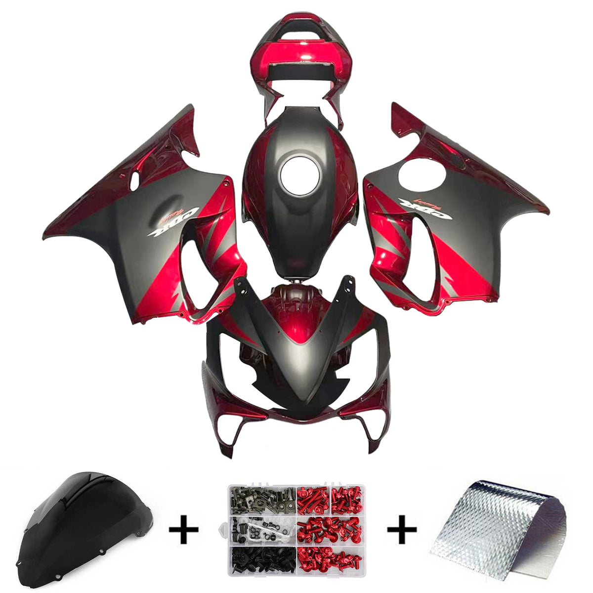 Amotopart 2001-2003 CBR600 F4i Honda Kit de carenado negro mate y rojo brillante