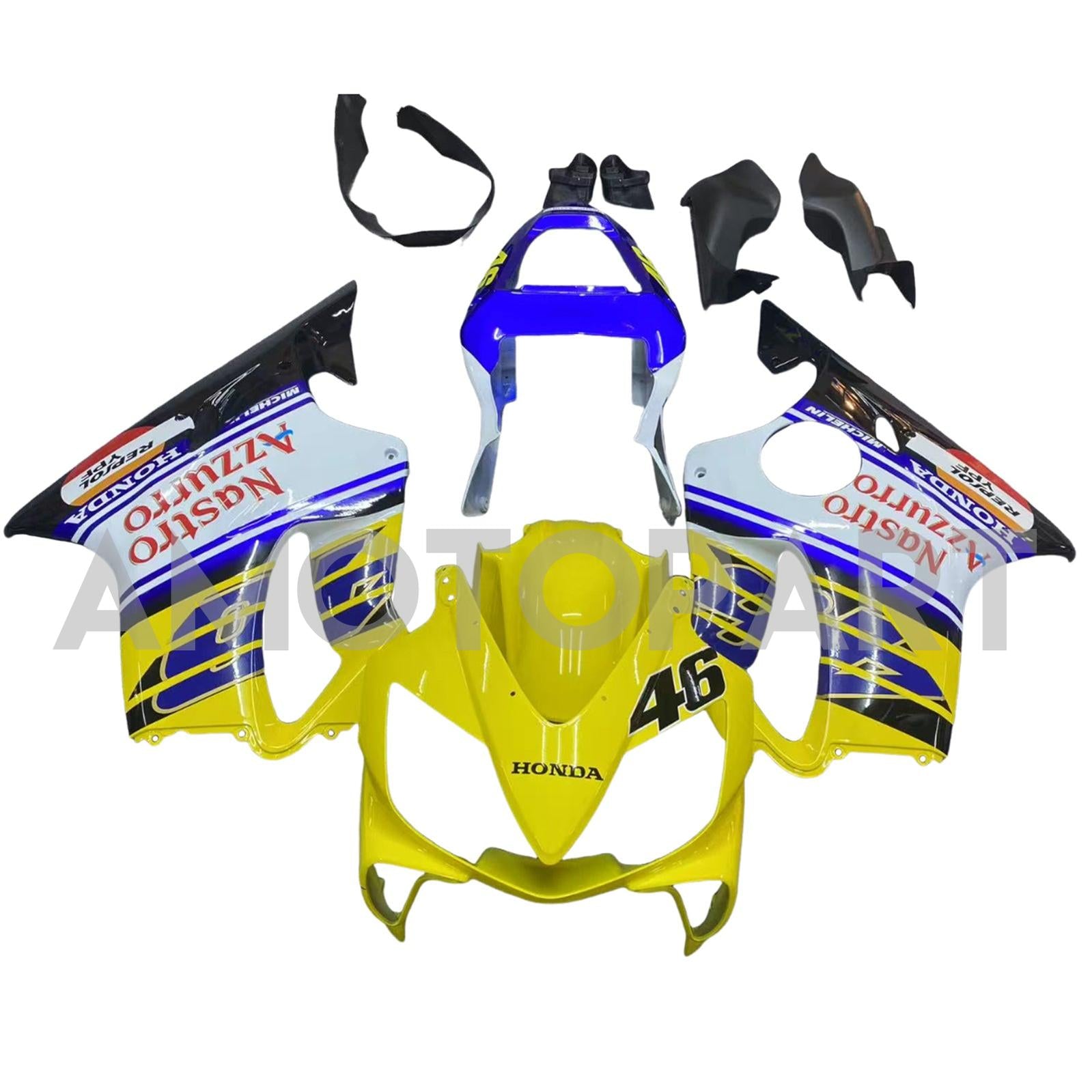 Amotopart 2001-2003 CBR600 F4i Honda Yellow&Blue Fairing Kit