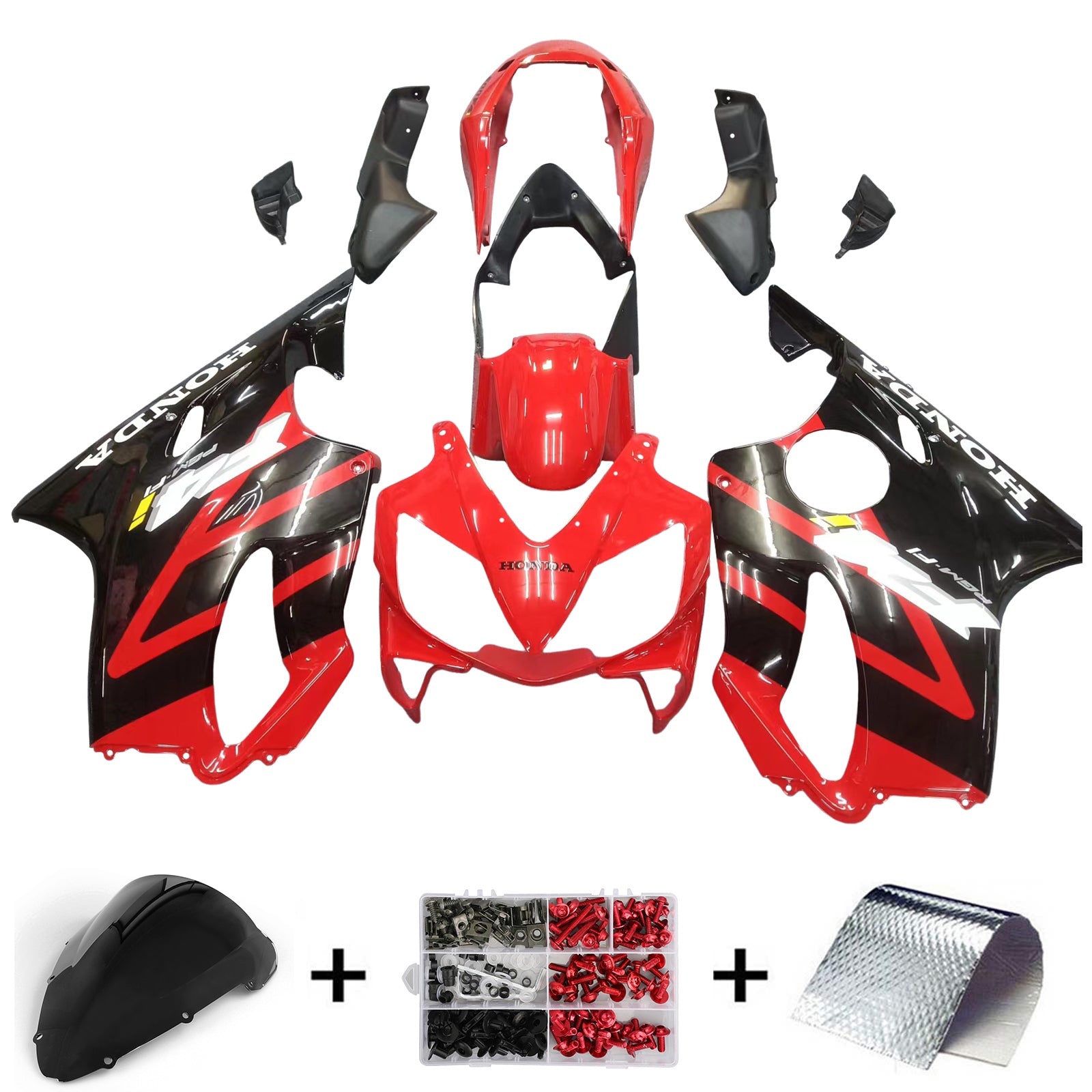 Amotopart 2004-2007 Honda CBR600 F4i Kit de carenado rojo y negro