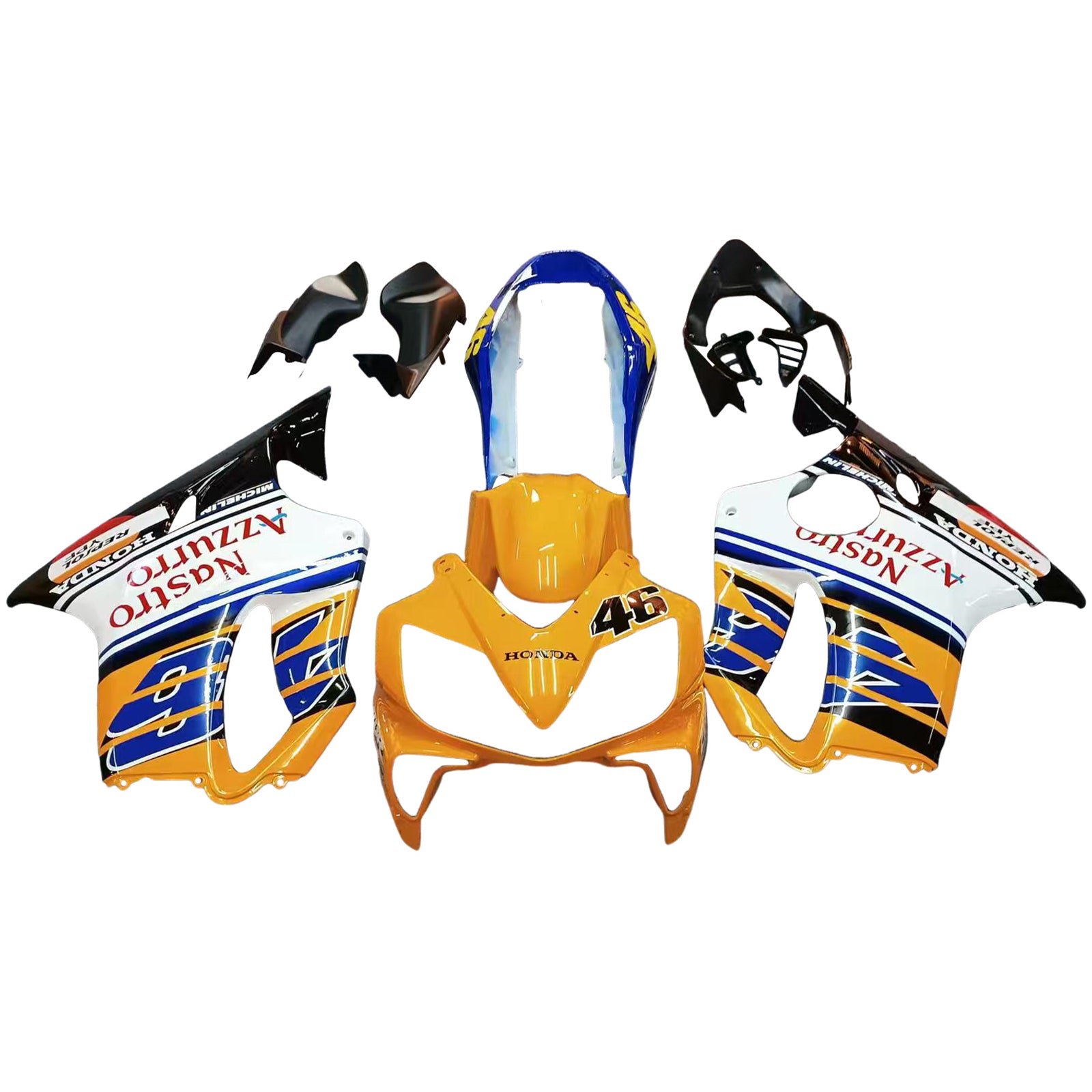 Amotopart 2004-2007 Honda CBR600 F4I Blue & Yellow With Logo Style3 Fairing Kit