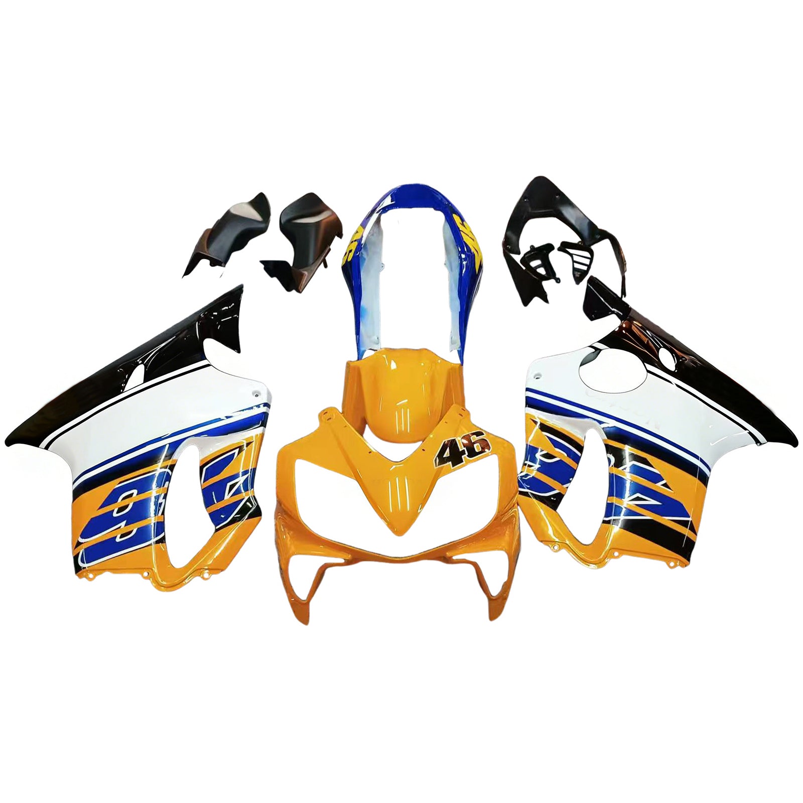 Amotopart 2004-2007 Honda CBR600 F4i Blau&Gelbes Verkleidungsset mit Logo, Style3