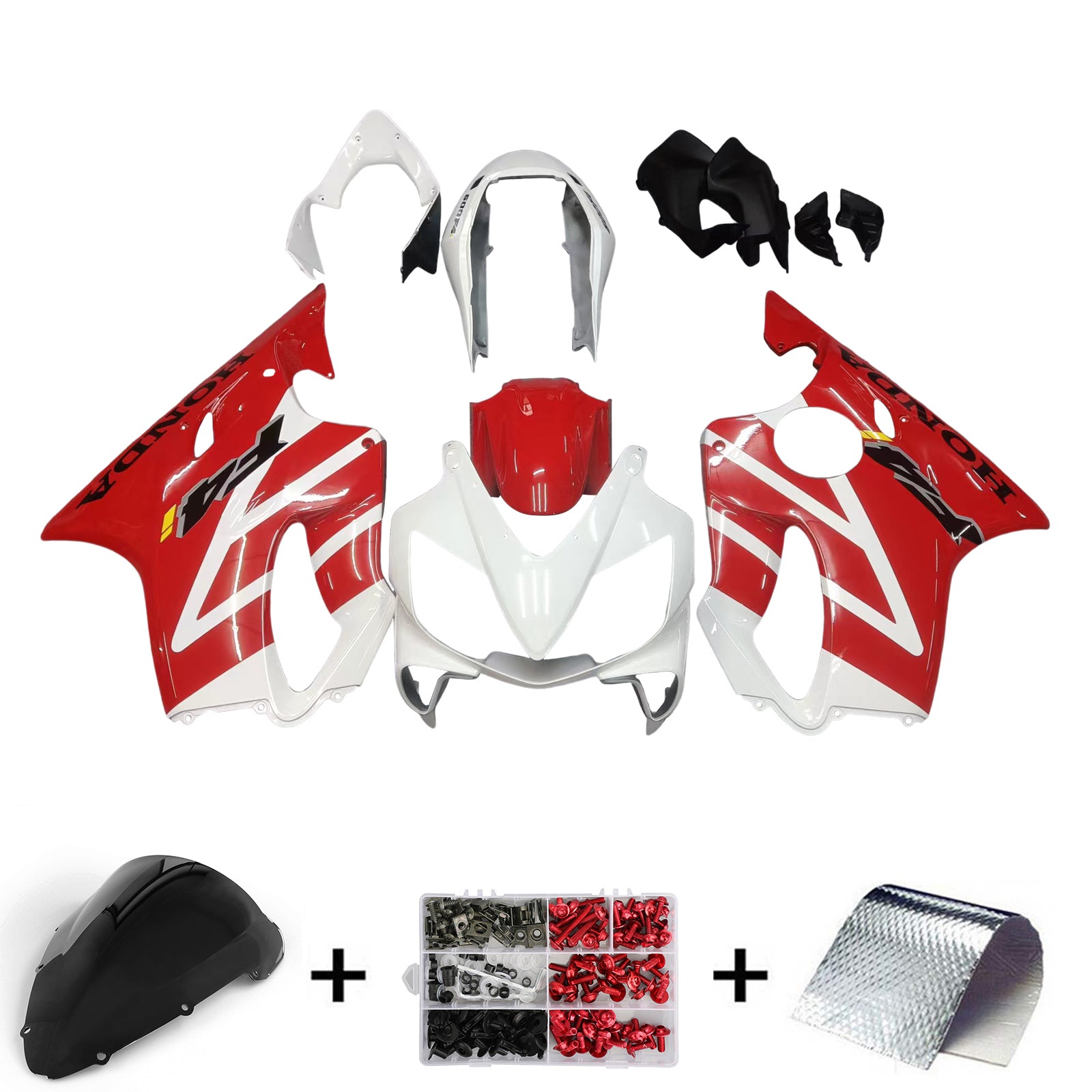 Amotopart 2004-2007 Honda CBR600 F4i Kit de carenado rojo y blanco