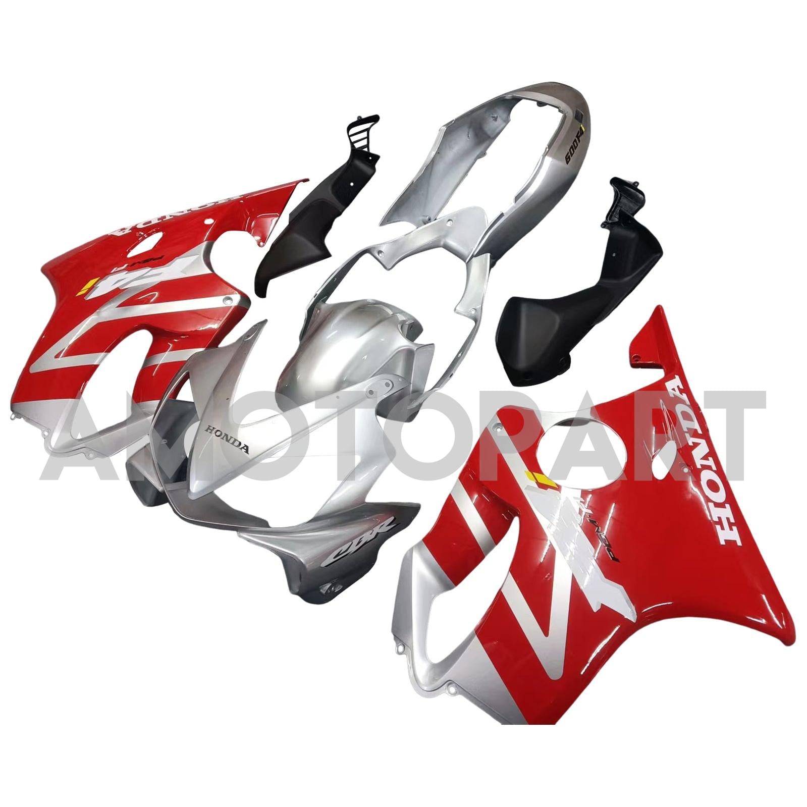 Amotopart 2004-2007 Honda CBR600 F4i Red&Silver Fairing Kit