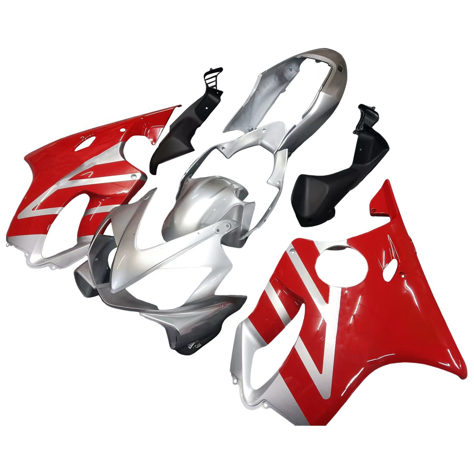 Amotopart 2004-2007 Honda CBR600 F4i Red&Silver Fairing Kit