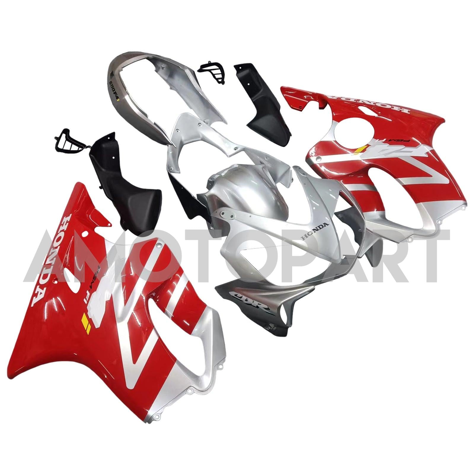 Amotopart 2004-2007 Honda CBR600 F4i Red&Silver Fairing Kit