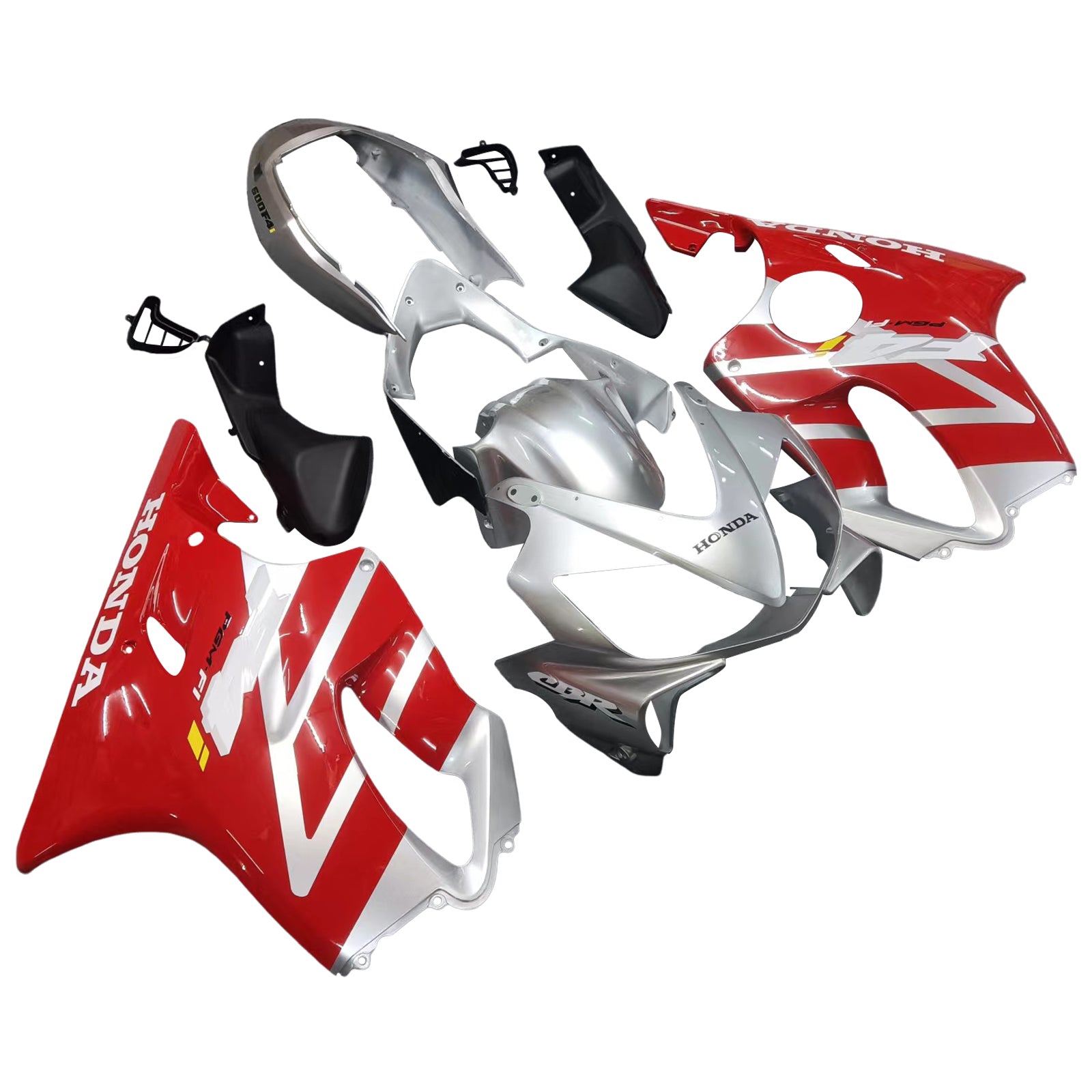 Amotopart 2004-2007 Kit carena Honda CBR600 F4i rosso e argento