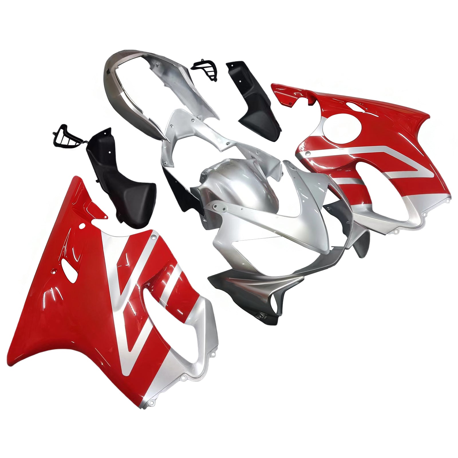 Amotopart 2004-2007 Honda CBR600 F4i Red&Silver Fairing Kit