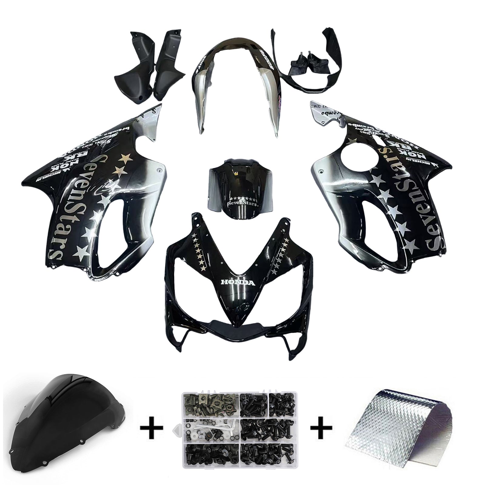 Amotopart 2004-2007 Honda CBR600 F4i Black with Logo Fairing Kit