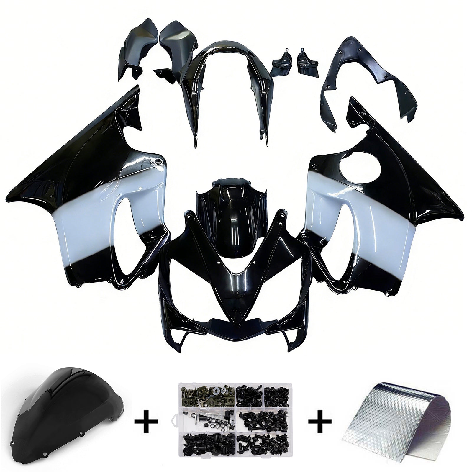 Amotopart 2004-2007 Honda CBR600 F4i Black White Fairing Kit