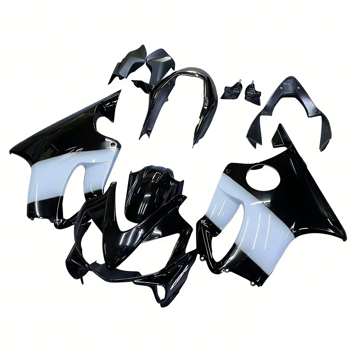Amotopart 2004-2007 Honda CBR600 F4i Black White Fairing Kit