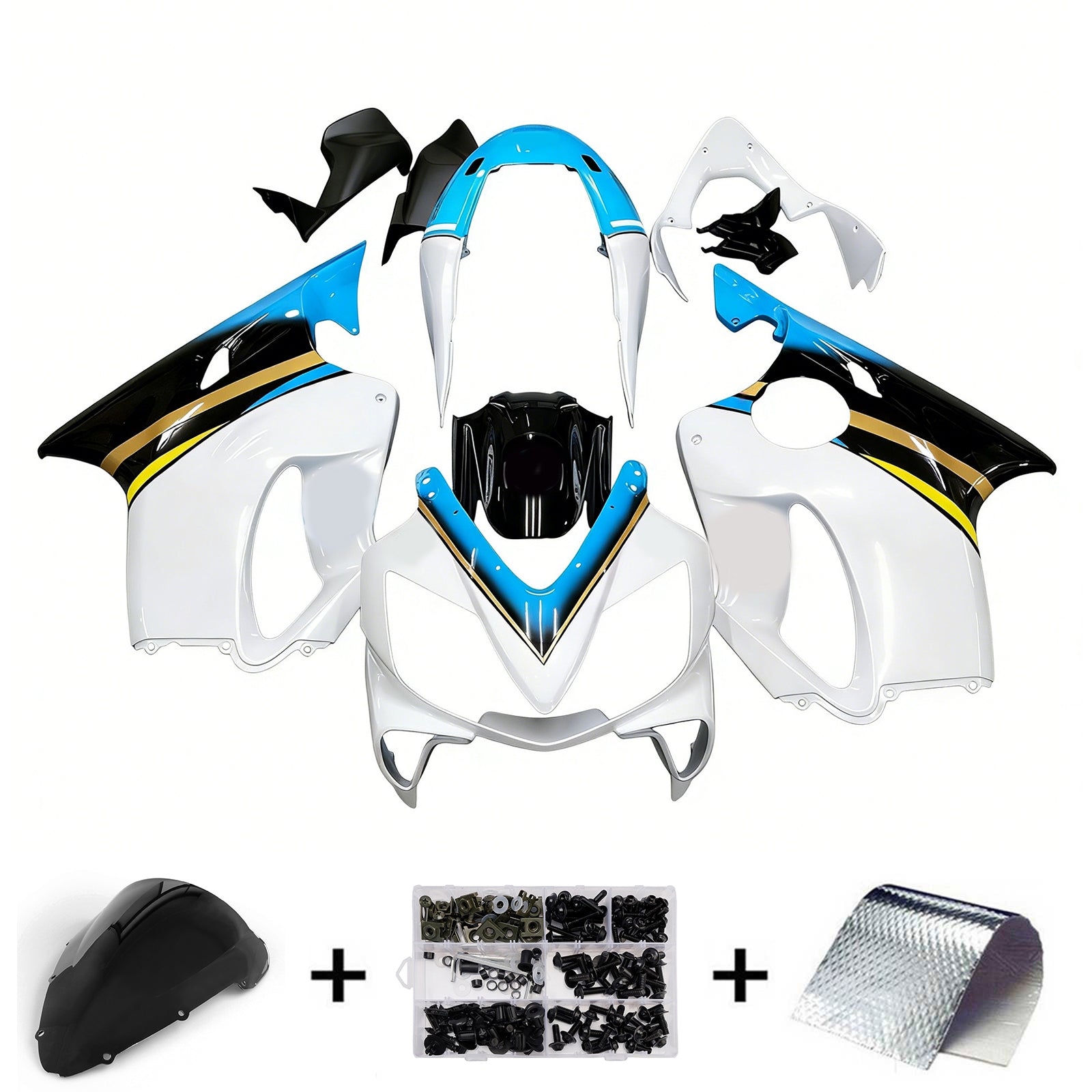 Amotopart 2004-2007 CBR600 F4i Honda White Light Blue Fairing Kit