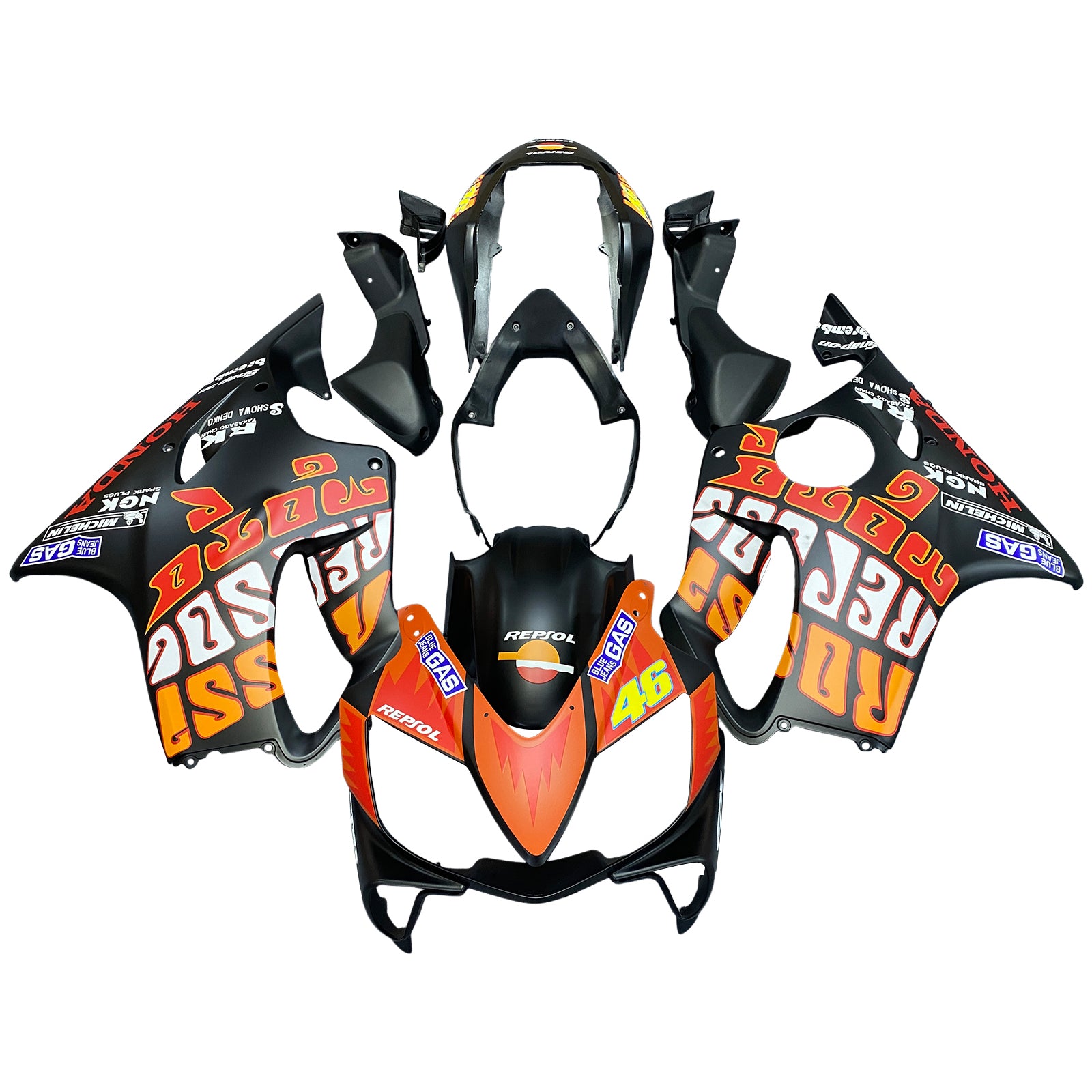 Amotopart 2004–2007 Honda CBR600 F4i Verkleidungsset in Orange und Rot