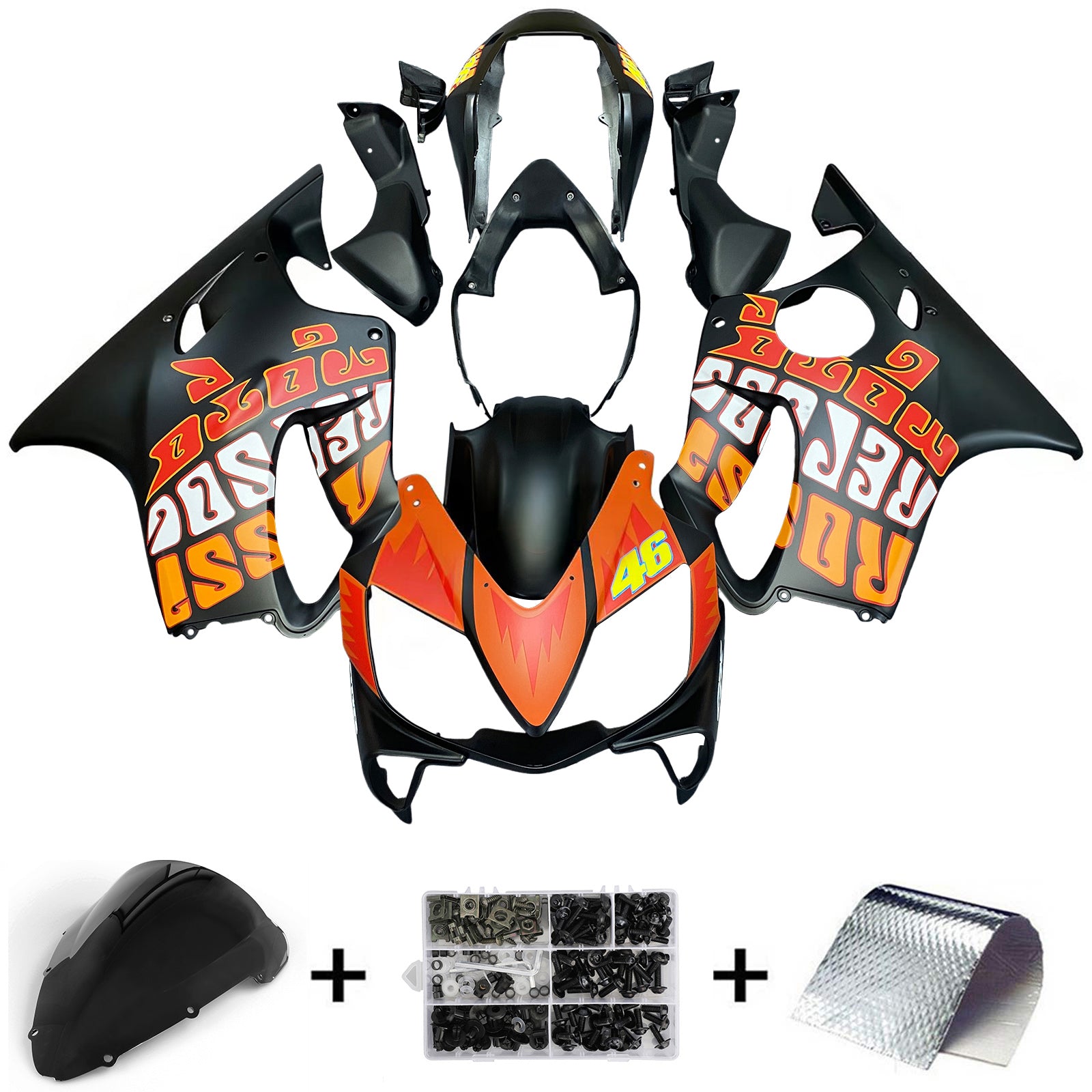 Amotopart 2004-2007 Kit carena Honda CBR600 F4i arancione e rosso