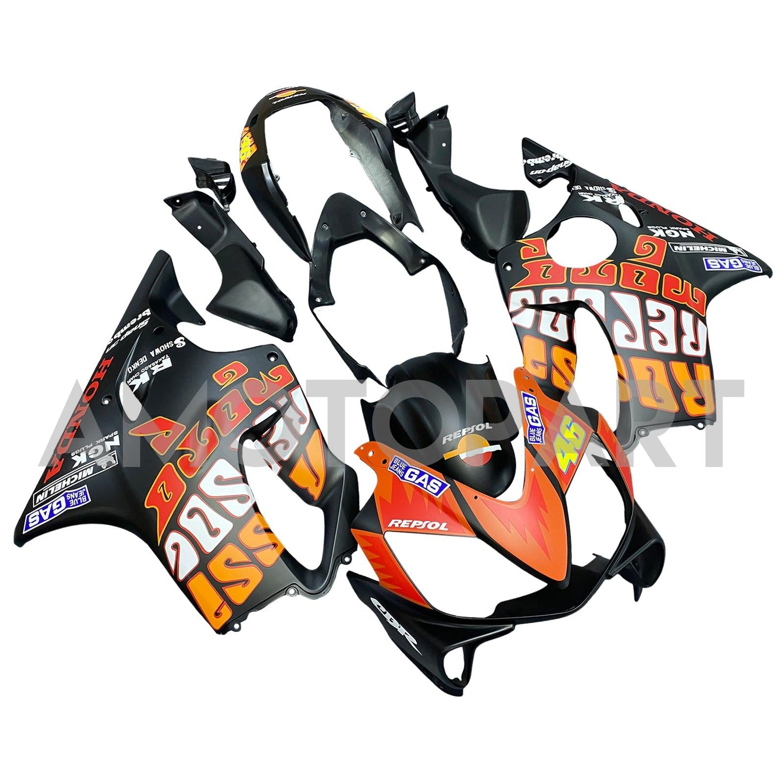 Amotopart 2004-2007 Honda CBR600 F4i Orange&Red Fairing Kit