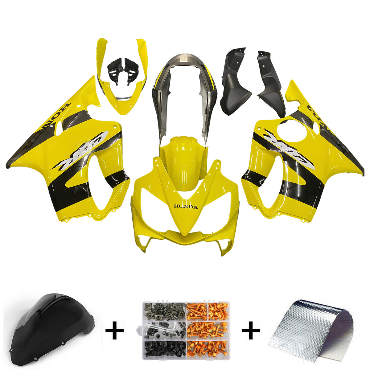 Amotopart 2004-2007 Honda CBR600 F4i Kit de carenado amarillo y negro